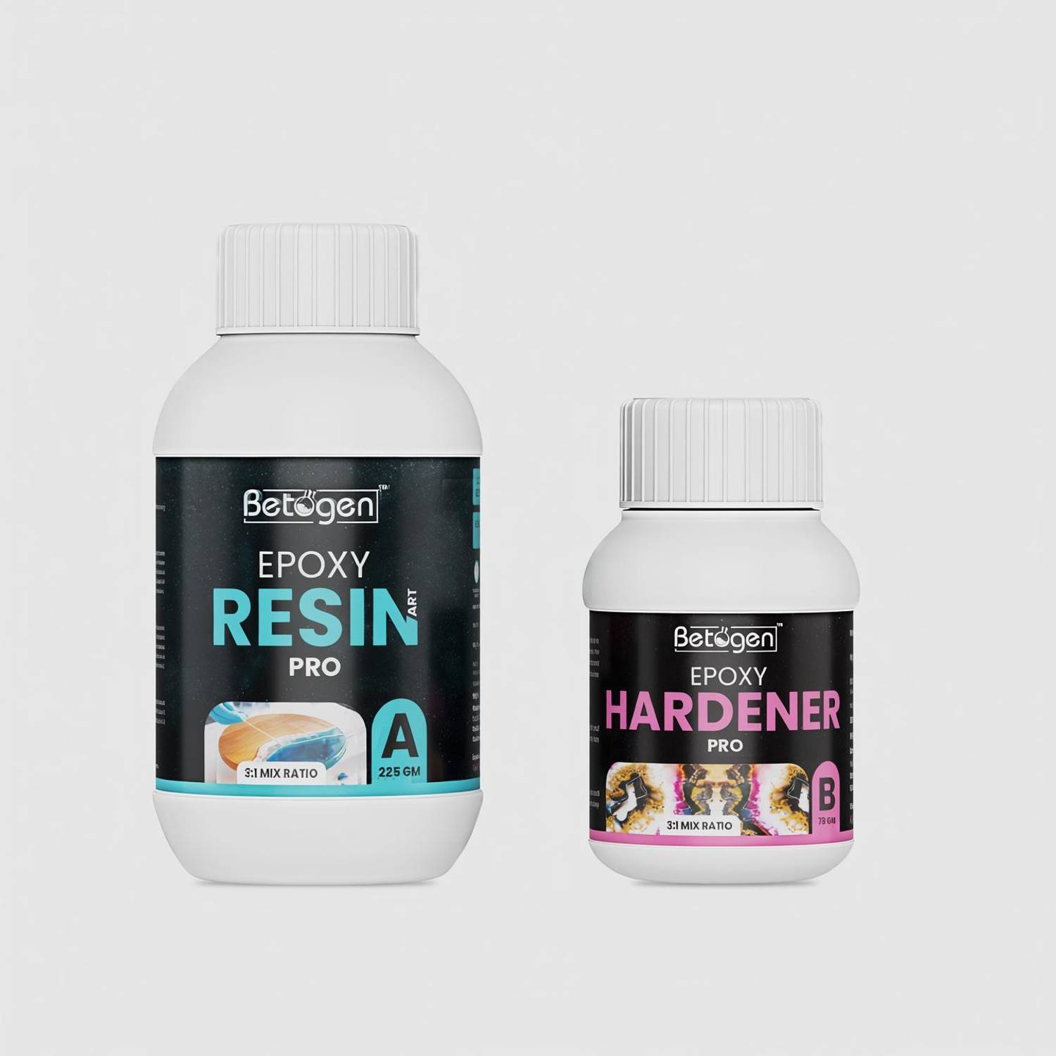 Betogen Epoxy Resin 3:1 Ratio Resin And Hardener 300gm, Set For Art And Craft