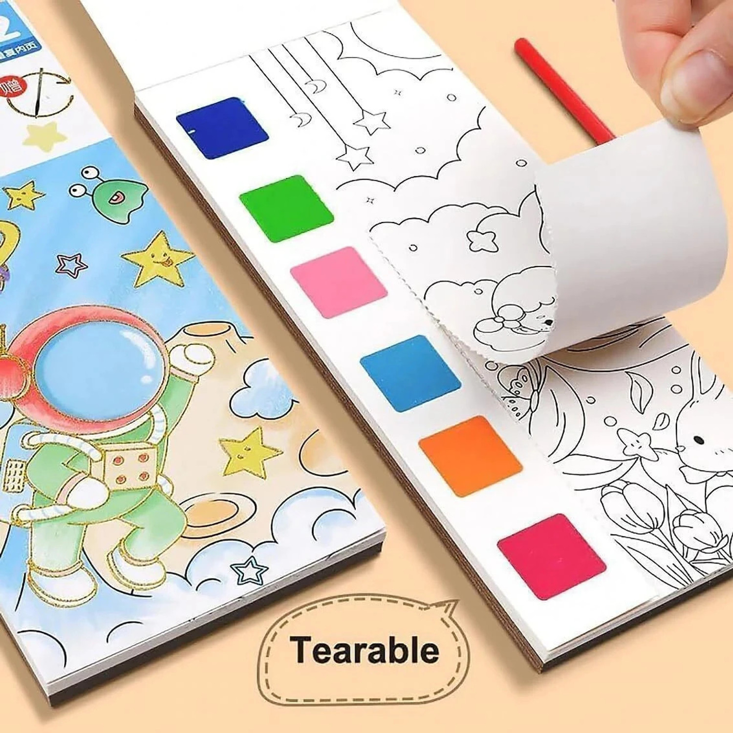 Image of Bloombec Water Painting Book for Kids, 20 Sheets Water Coloring Book with Painting Brush