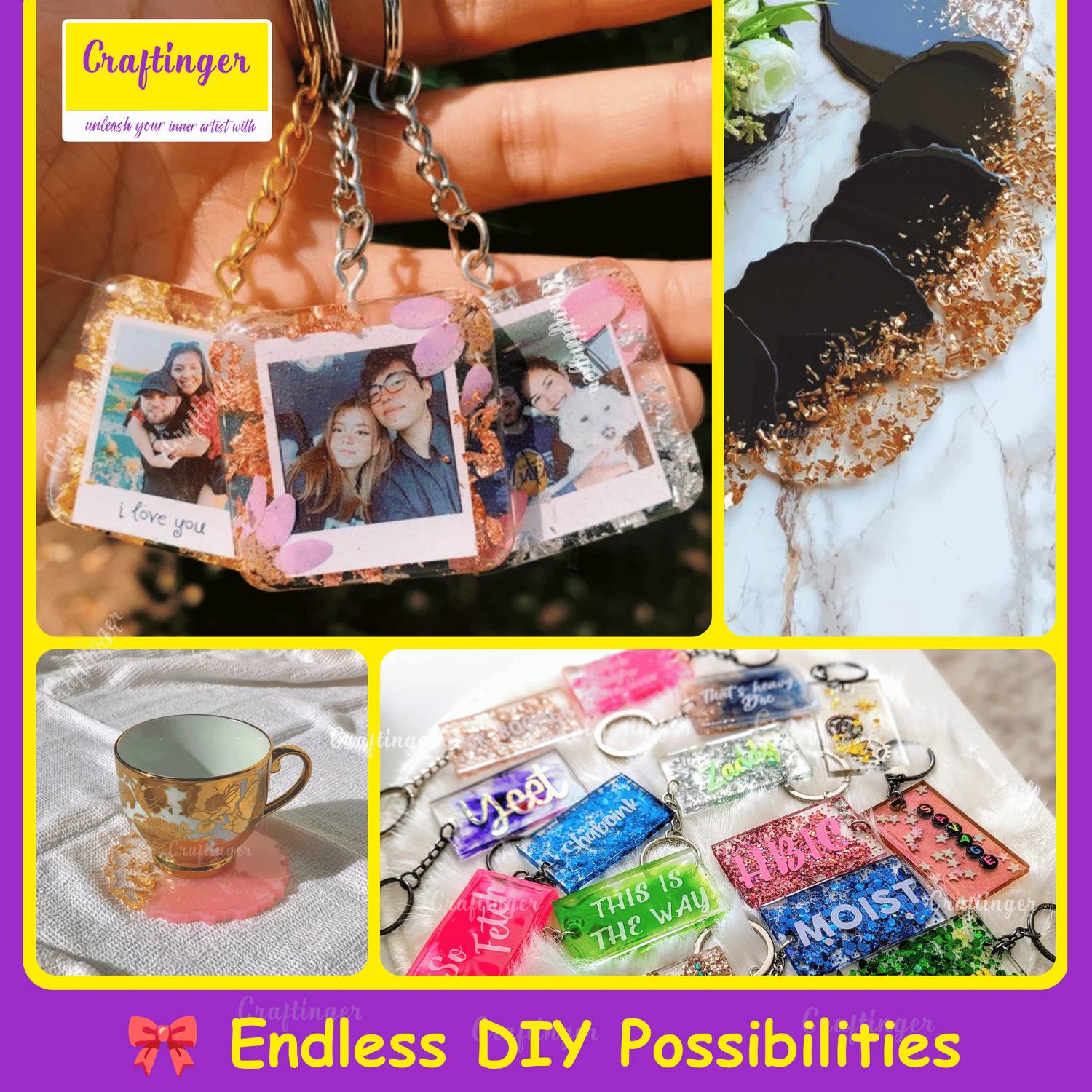 Craftinger Resin Art Keychain Coaster Earring Kit 200gm - Image 5