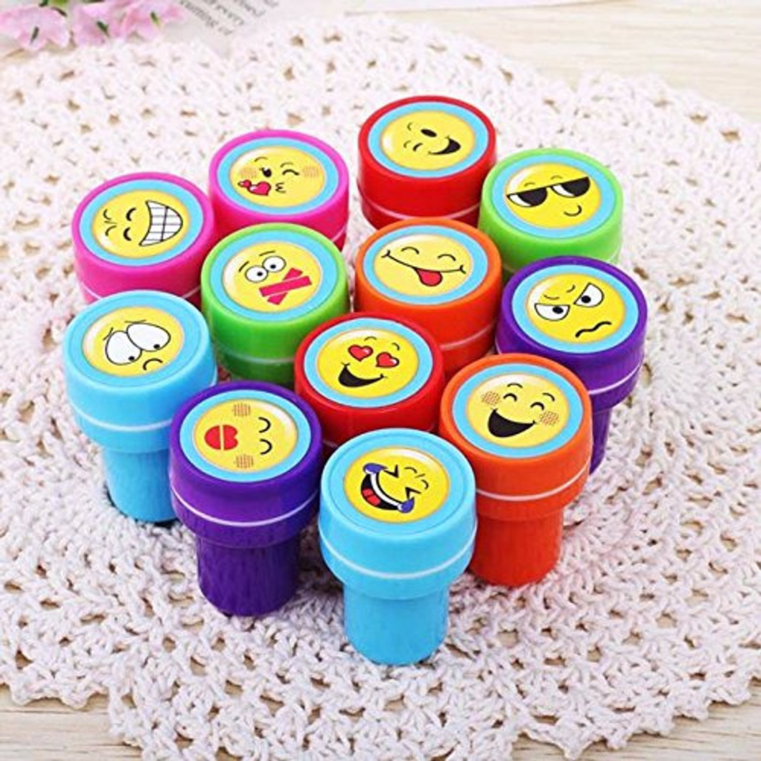 Image of Kandle 10 Pcs Emoji Stamper -Plastic Stamper Toys Art and Craft School Supplies