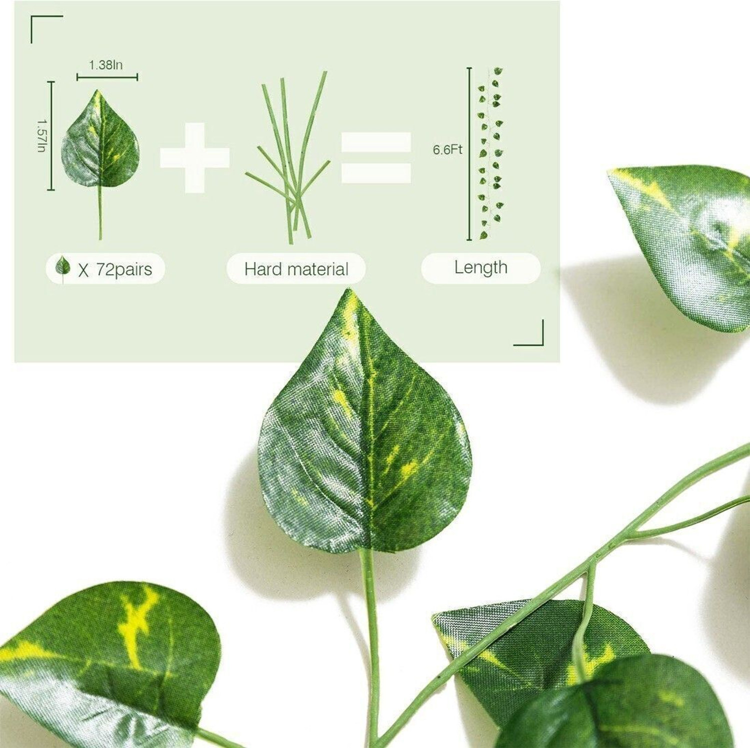 Image of HYPEBEAST 8ft Set of 12 Artificial Money Plant Vine,For|Home|Office|Garden|Decoration Green Hibiscus Artificial Flower