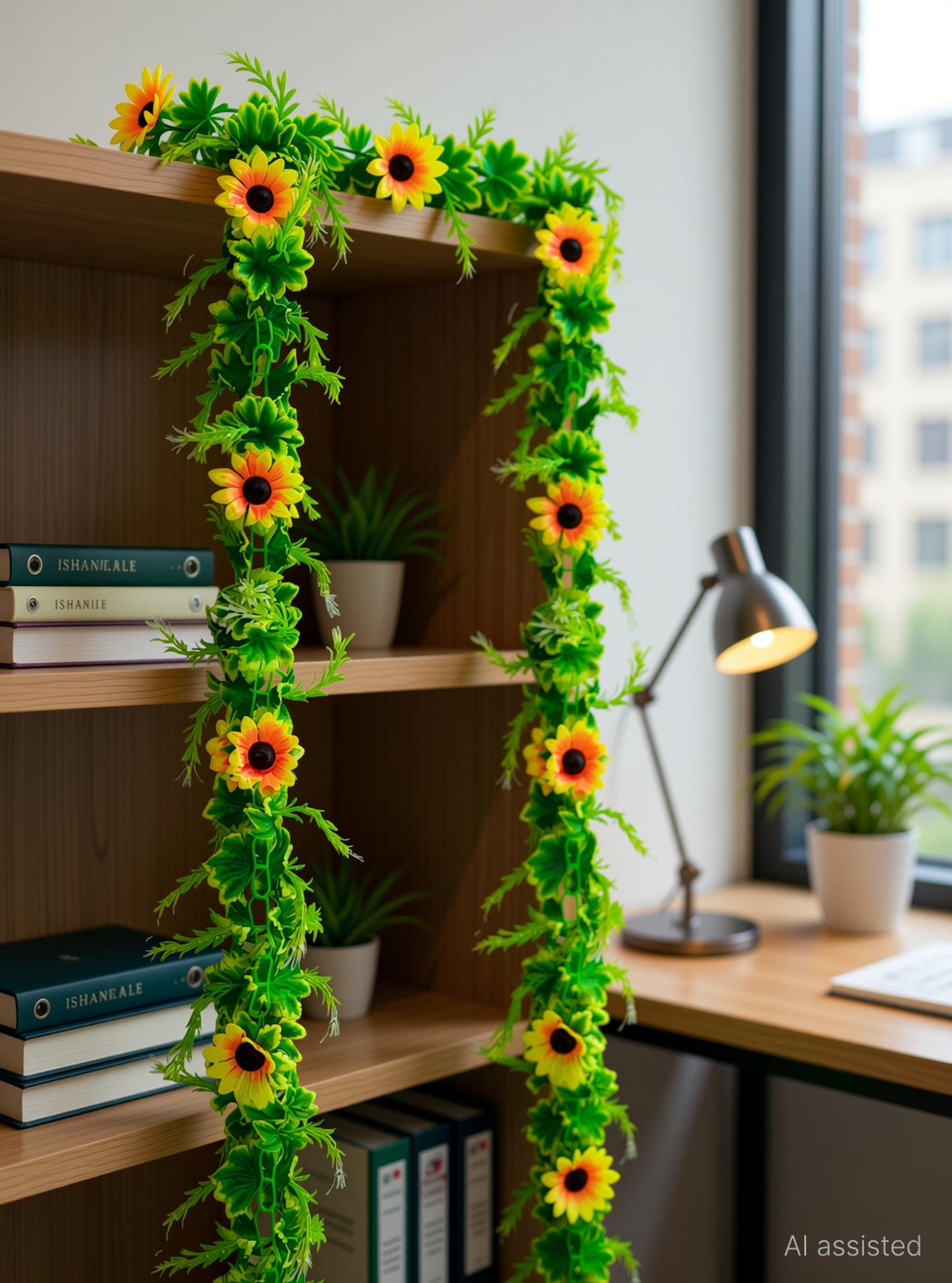 Image of ISHANIE Wall Hanging Chain Sunflower Home and office Decoration Multicolor Sunflower Artificial Flower
