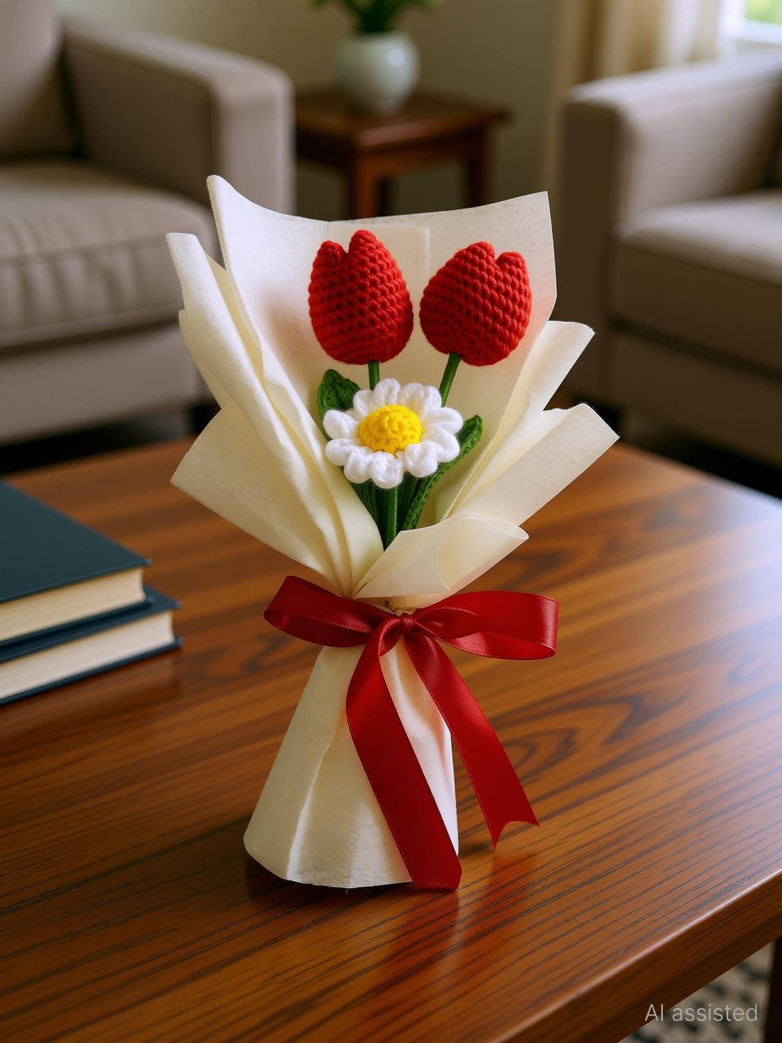 byyournaaz Red Tulips Artificial Flower