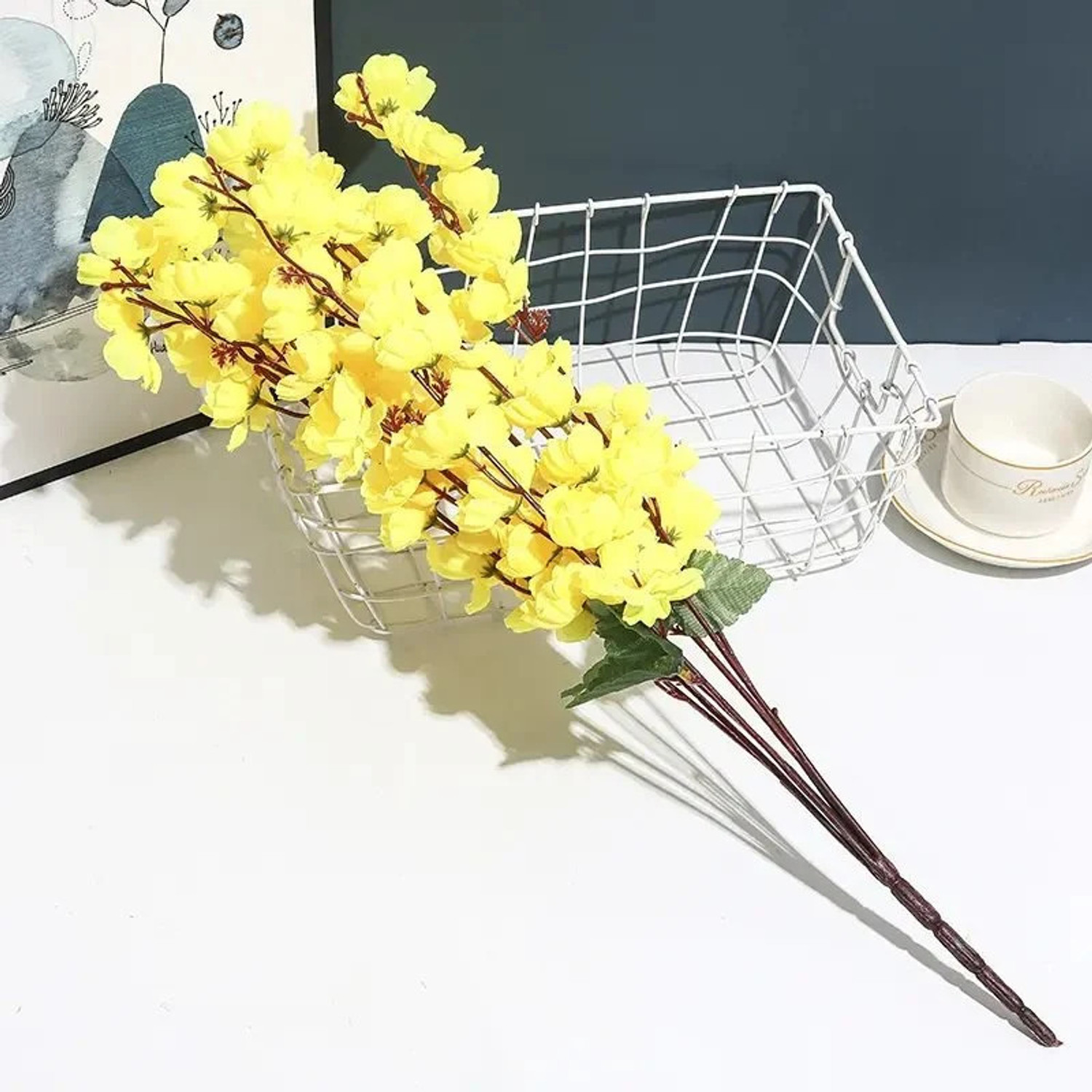Image of well art gallery Artificial Blossom Flower Multicolor Decorative Floral Bunch for Home & Events Multicolor Peach Blossom Artificial Flower
