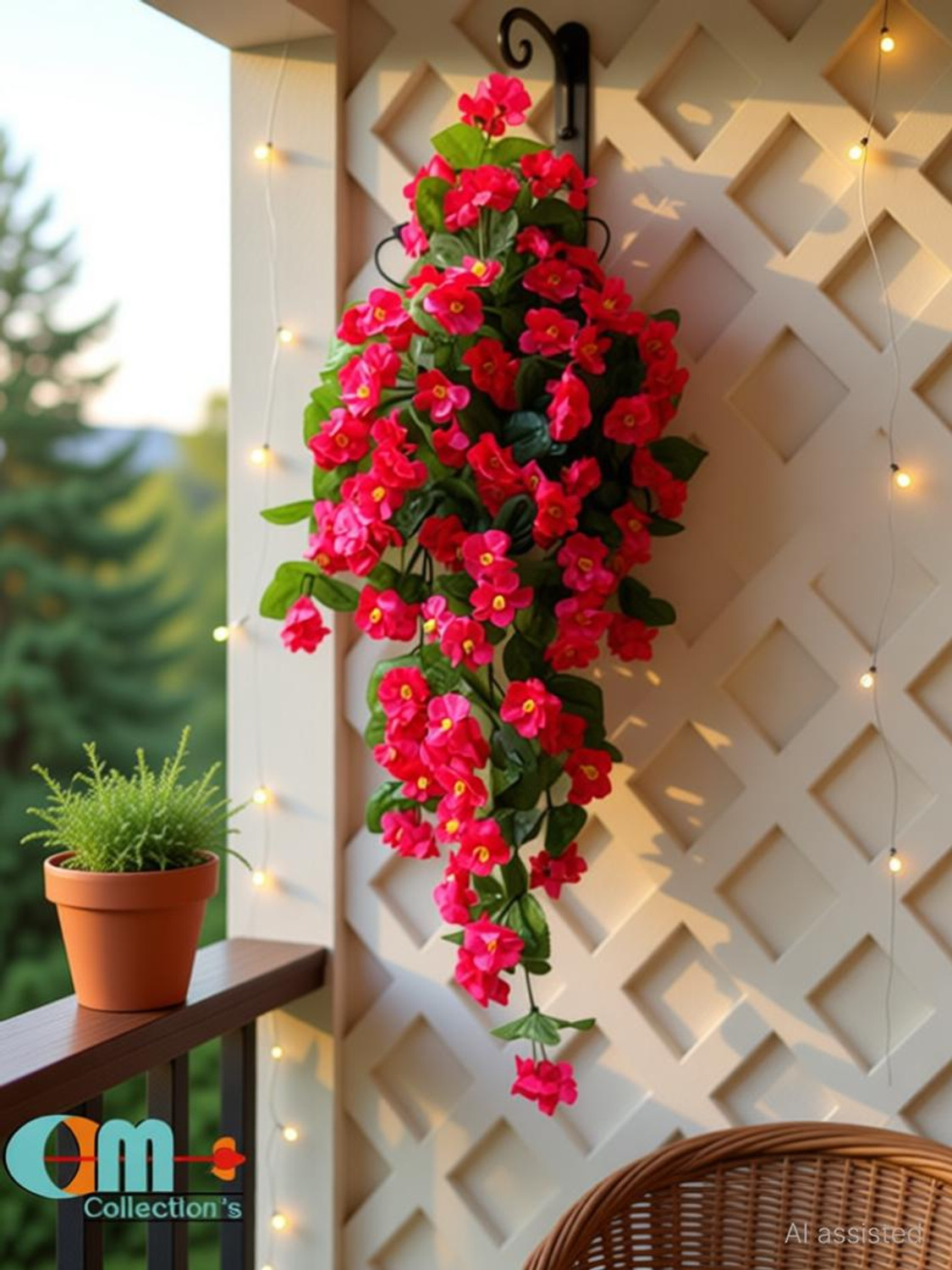 Image of OM COLLECTIONS Artificial Creepers hanging flower Multicolor Daisy Artificial Flower with Pot