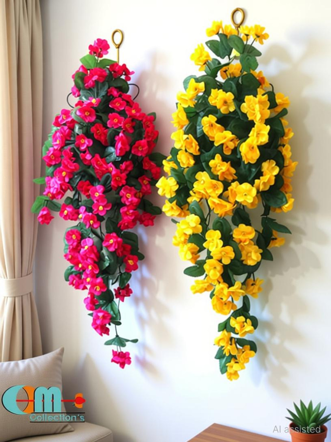 Image of OM COLLECTIONS Artificial Creepers hanging flower Multicolor Daisy Artificial Flower with Pot