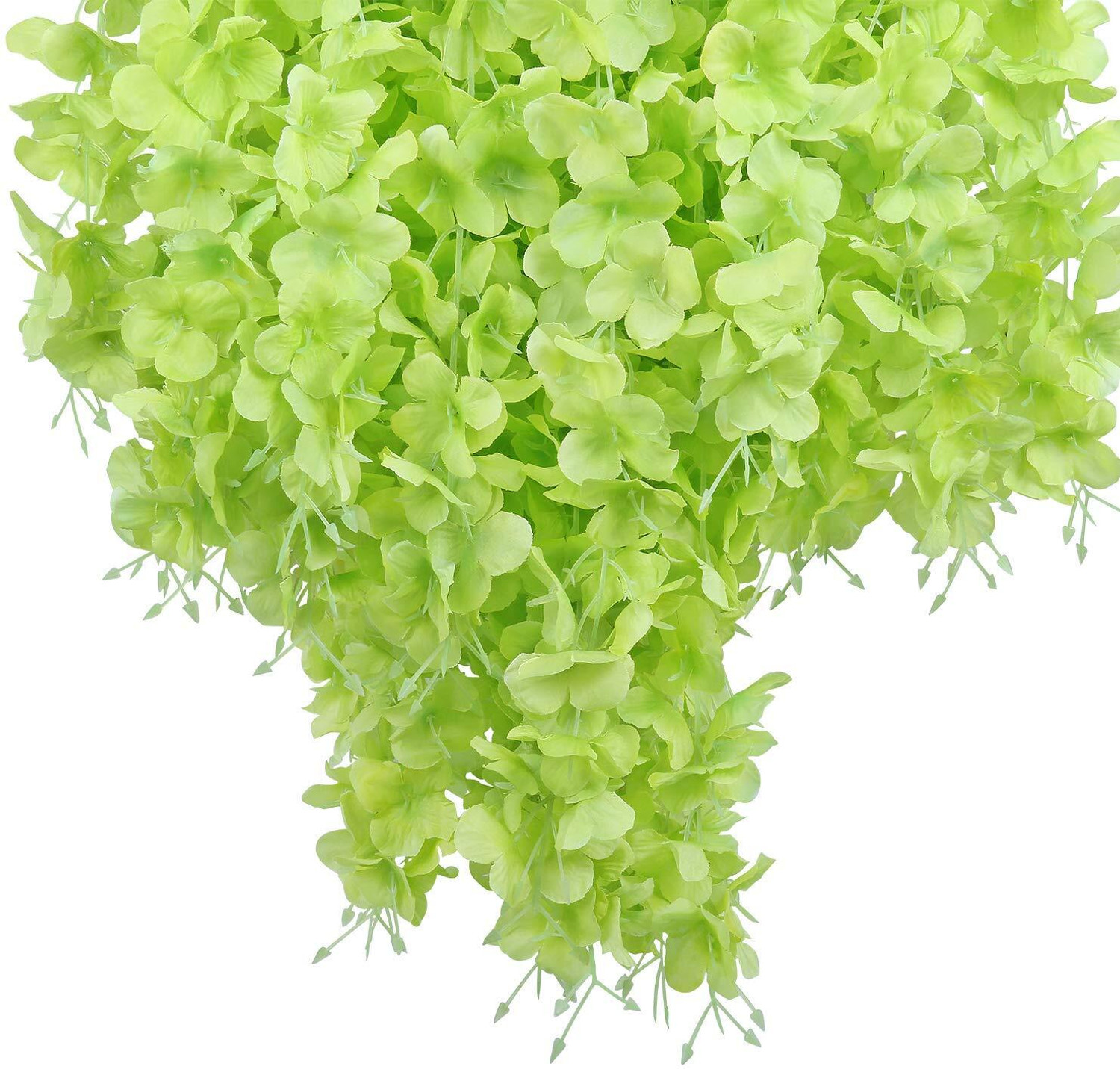 Image of Tia Crafts Polyester Artificial Hanging Flowers For Ceiling Balcony || Green Westeria Artificial Flower with Pot