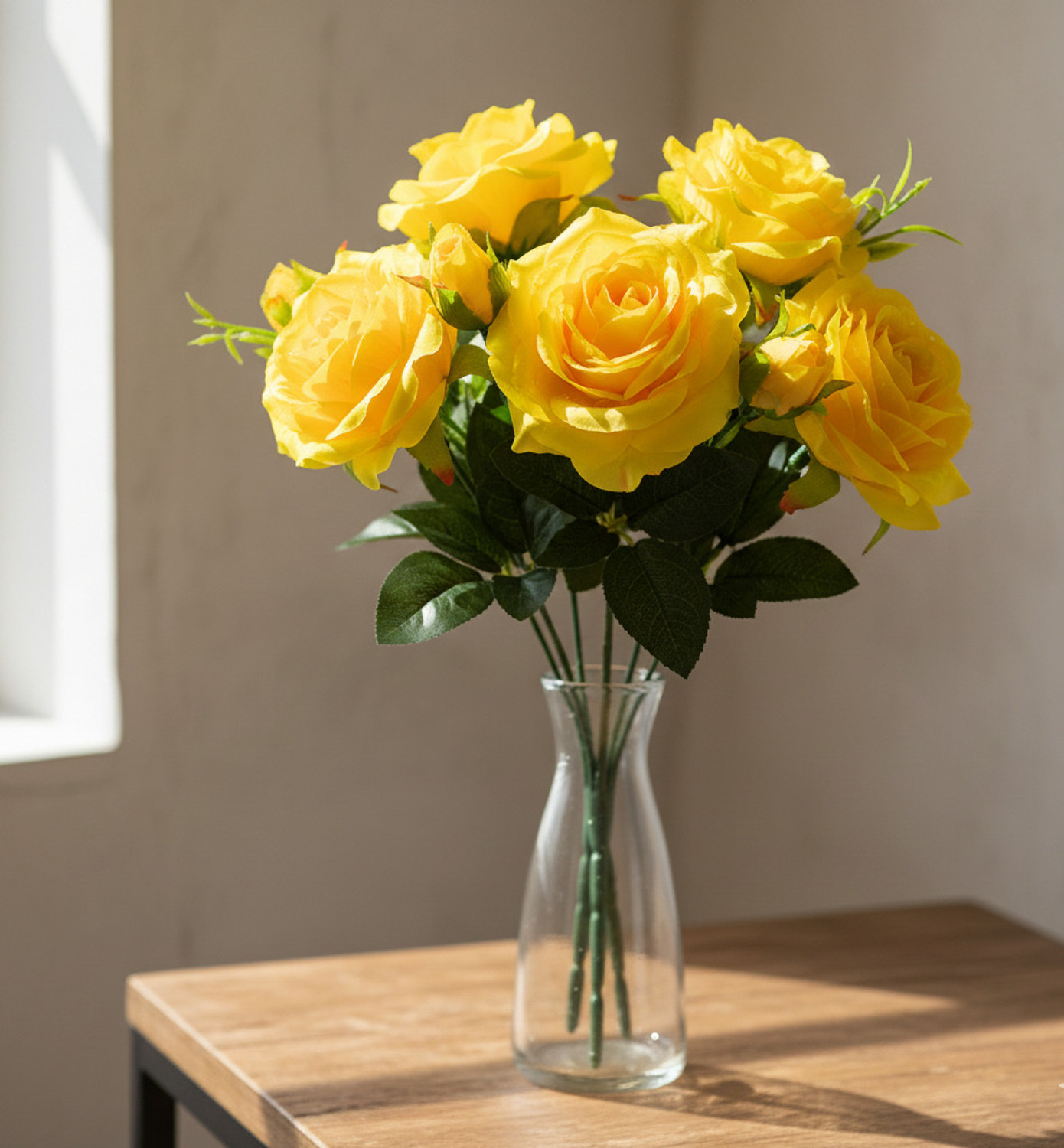 Image of GudiyaEnt Artificial Rose Flower Bunch Yellow Rose Artificial Flower