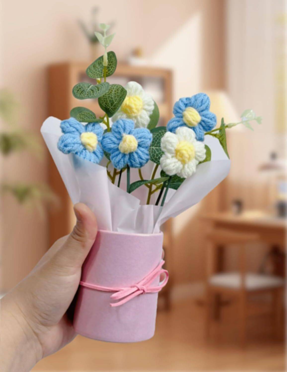 Antares Pastel Artificial Flowers for Decor & Gifting Blue Daisy Artificial Flower with Pot
