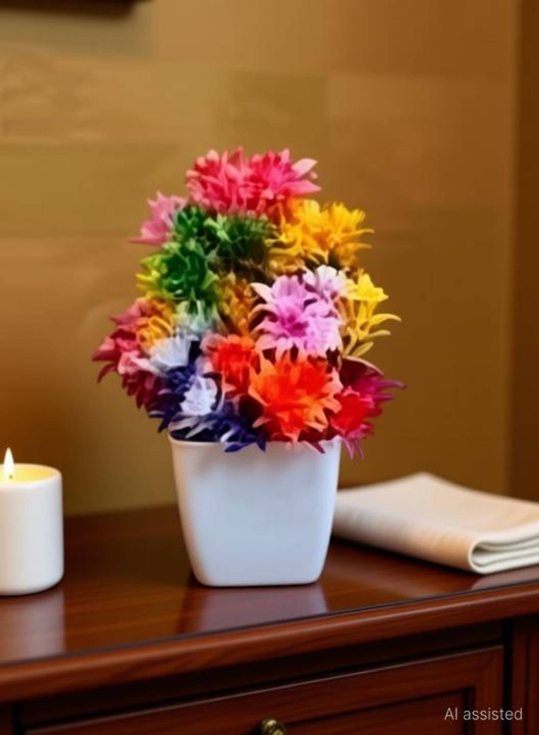 AartPush Multicolor Lily Artificial Flower  with Pot