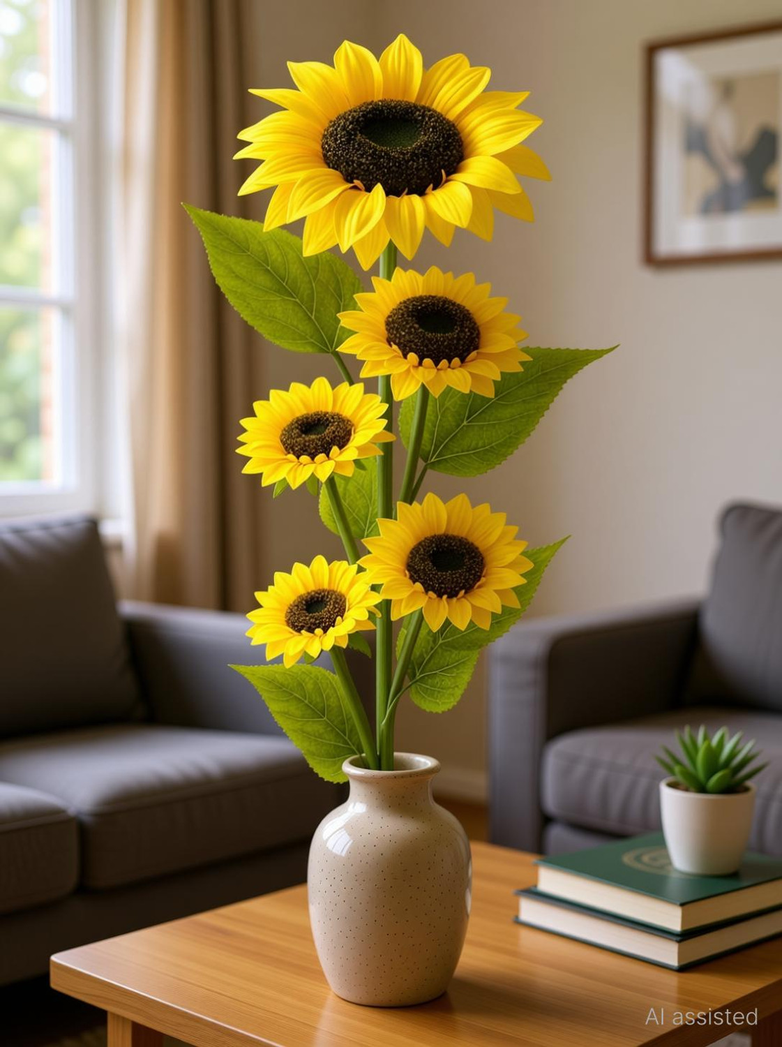 Image of Priyam shopping hub Large Artificial Big Size Yellow Sunflower Single Stick for Home,Office Decor Yellow Sunflower Artificial Flower