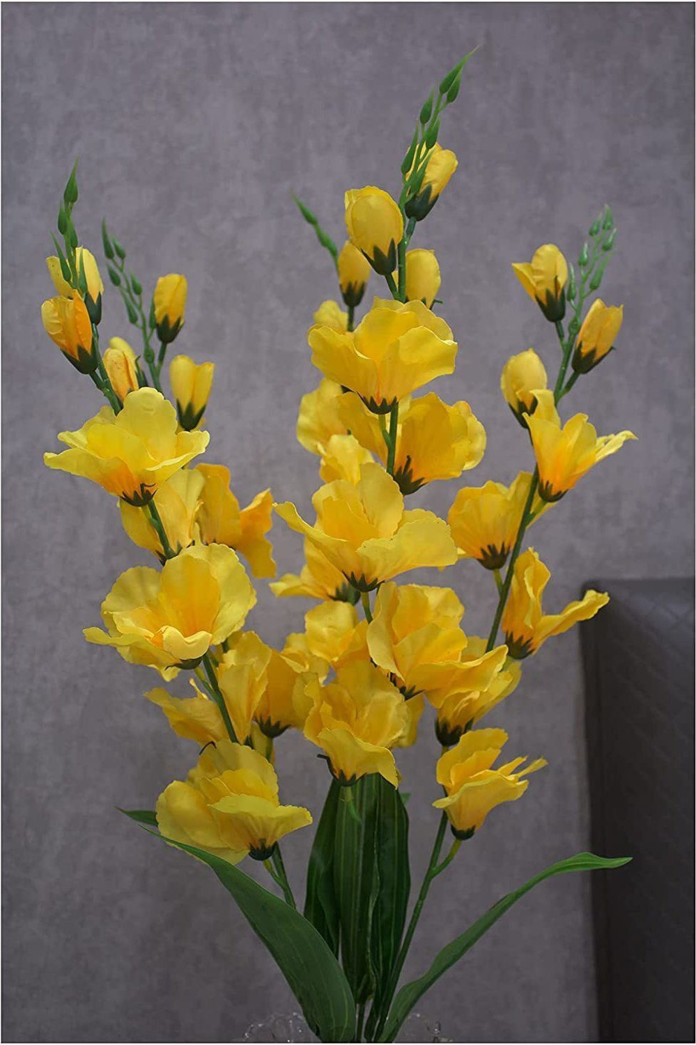 Image of flowershub Artificial Gladiolus Flower Bunch Without Pot (Pack of 1) Yellow Gladiolus Artificial Flower