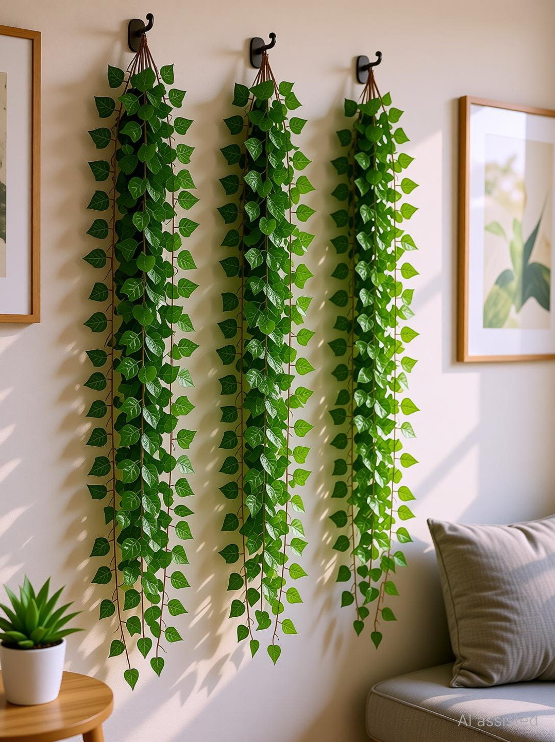 Image of HYPEBEAST 8ft Set of 3 Artificial Money Plant Vine,For|Home|Wall|Office|Garden|Decoration Green Hibiscus Artificial Flower