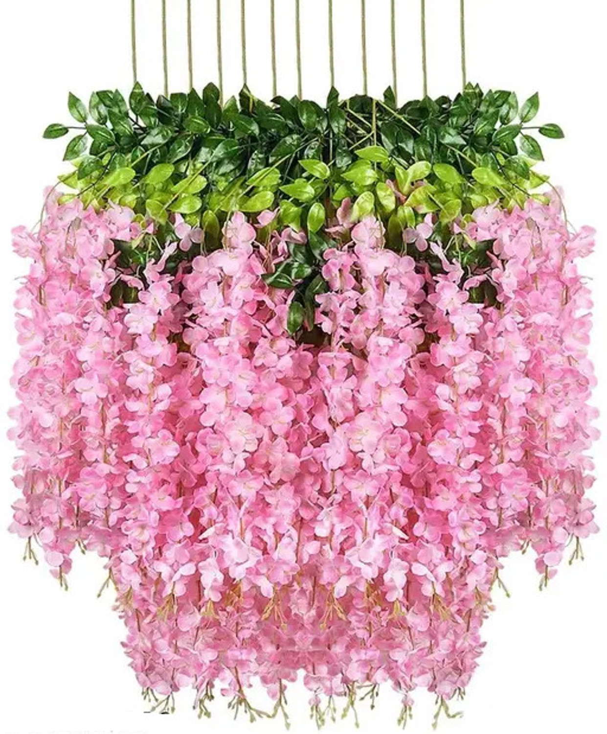 Image of ARFlowers Pink Westeria Artificial Flower (20 cm, Pack of 12, Vine & Creepers)