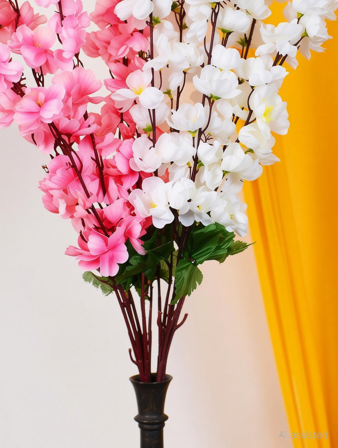 Image of Ryme Combo Of White And Baby Pink Artificial Flower Bunch For Home Decoration Showpiece (Pack Of 2) White, Pink Orchids Artificial Flower