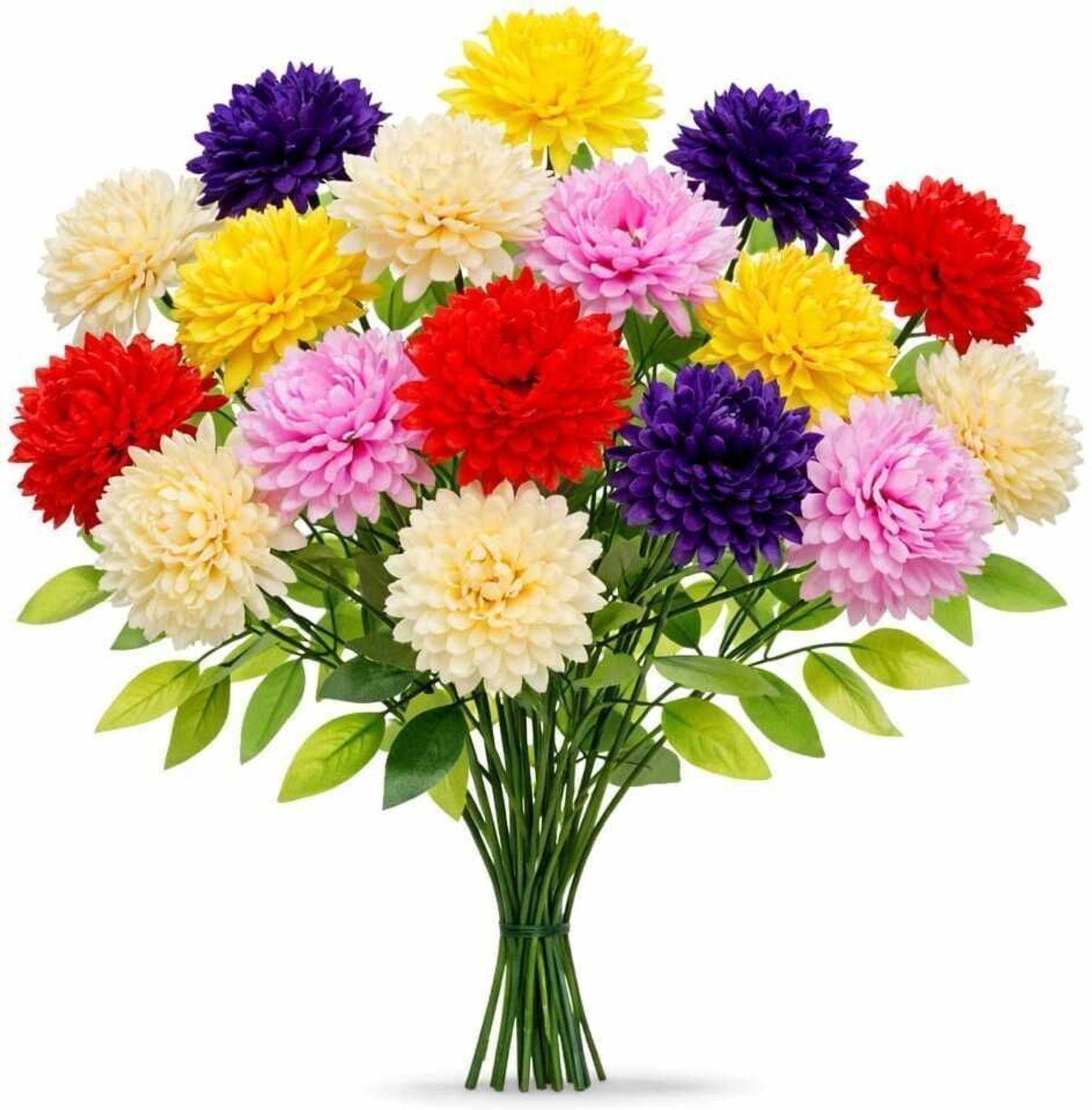 Anuash Artificial Flowers for Vase Decorative for Home beautiful flower Without Pot Multicolor Chrysanthemum Artificial Flower