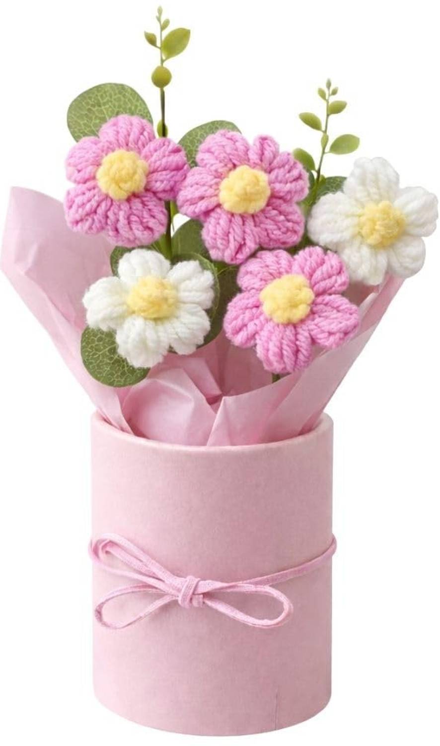 ALCANTARA Handmade Crochet Flower Bouquet – Everlasting Gift for Girls Home Decor AL111 Multicolor Daisy Artificial Flower with Pot