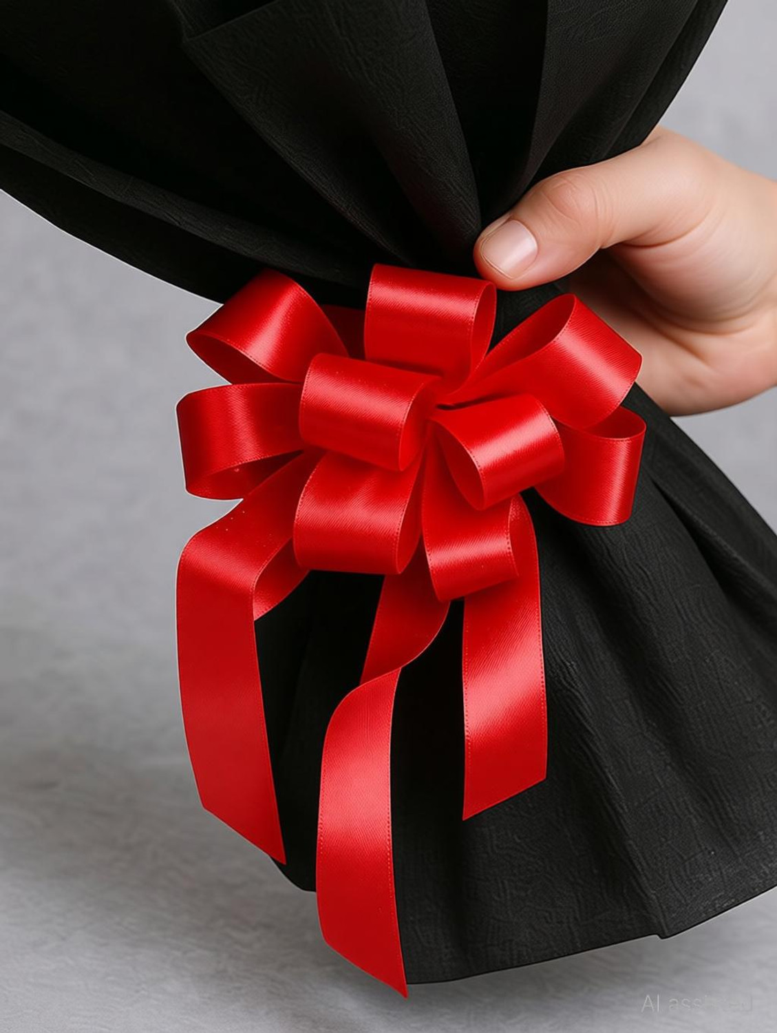 Image of Fleur Buddy Elegant Artificial Rose Bouquet - Black Wrap | Ideal Gift for All Occasions Red Rose Artificial Flower