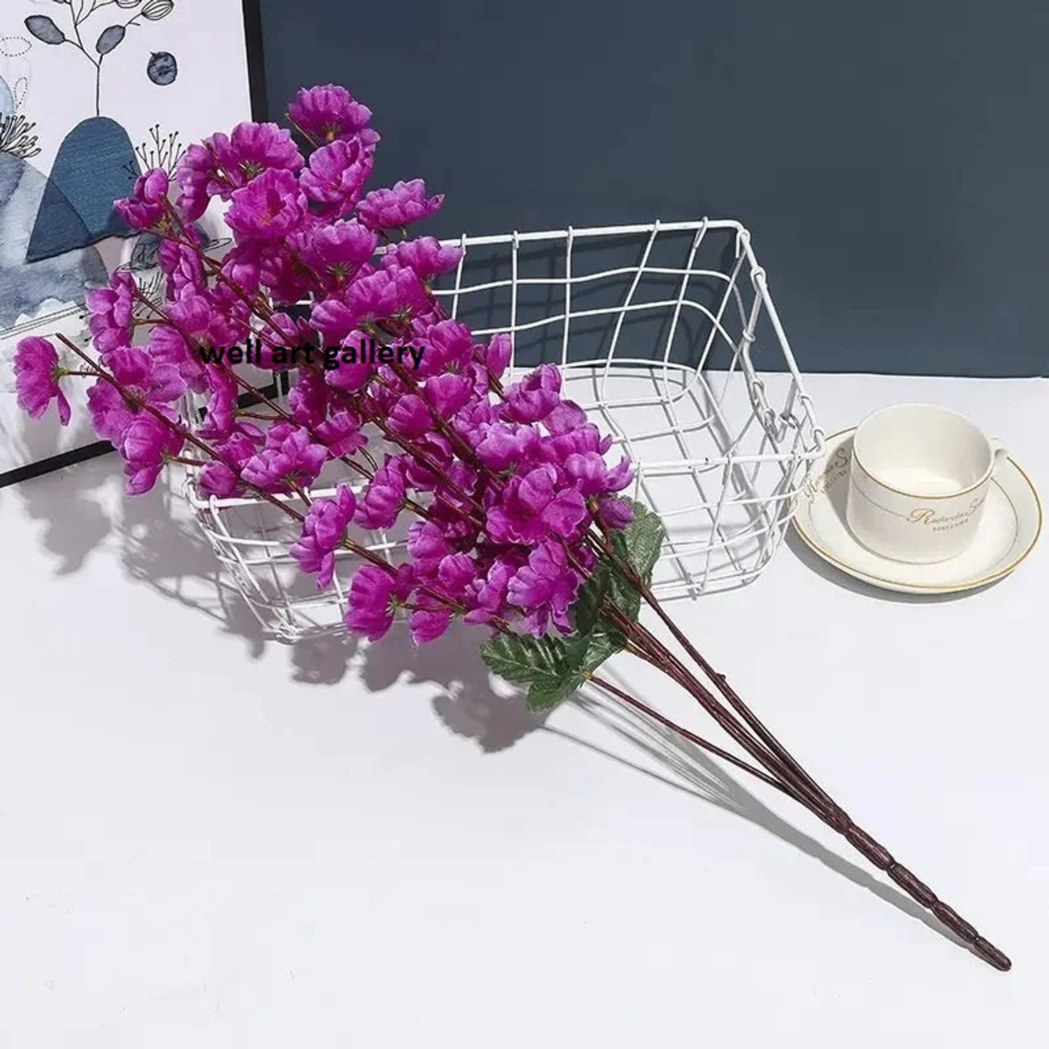 Image of well art gallery Artificial Blossom Flower Multicolor Decorative Floral Bunch for Home & Events Multicolor Peach Blossom Artificial Flower