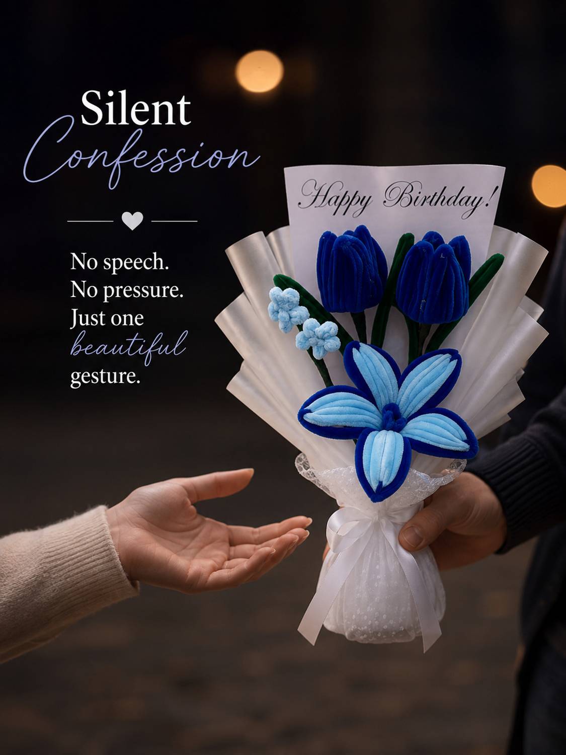 Trendwale Blue Lily, Tulips Artificial Flower Bouquet - Image 3