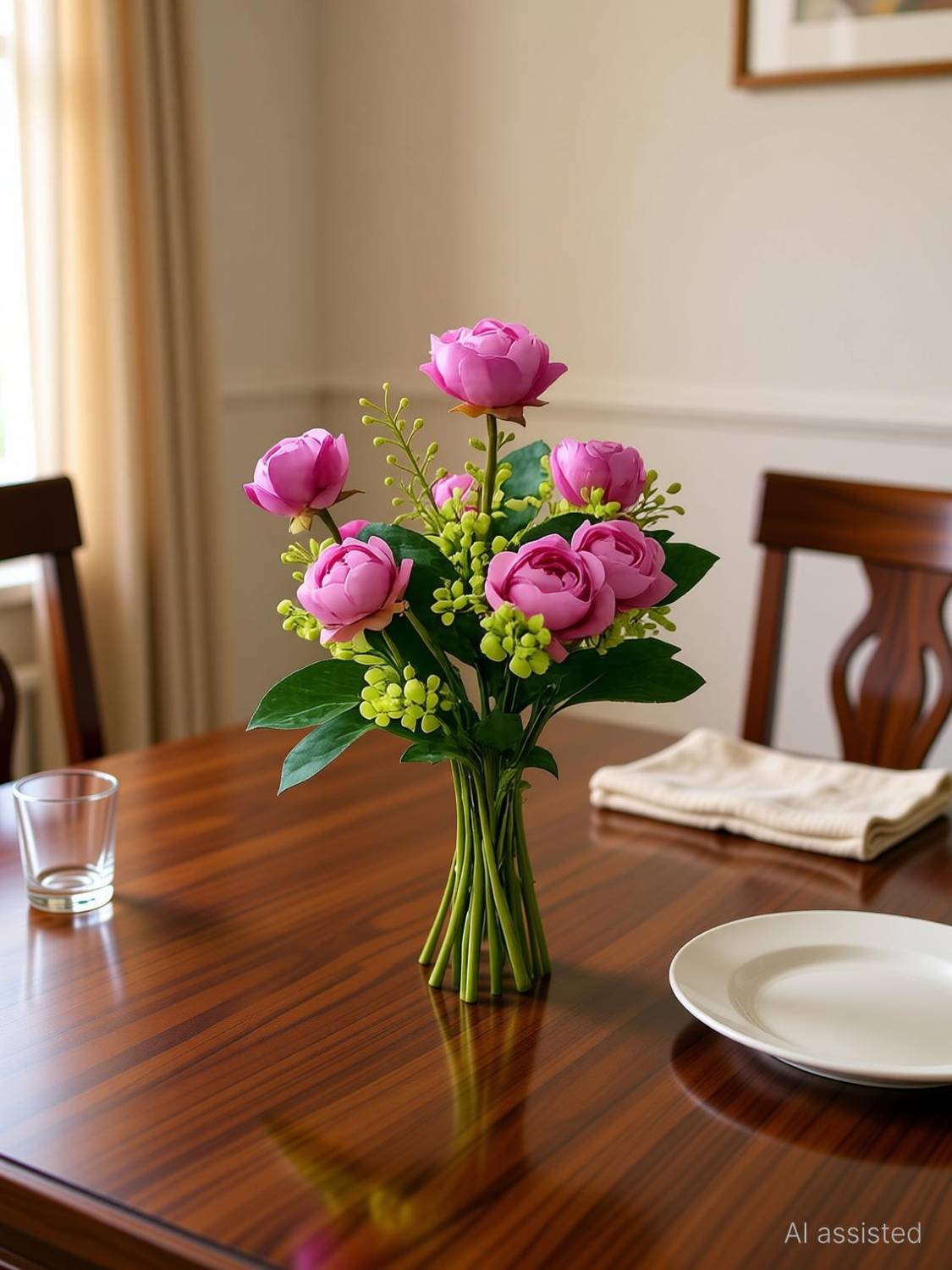 Bruncha Artificial Purple Rose Peony Flower Bunch for home decore set of 1 Purple Peony Artificial Flower
