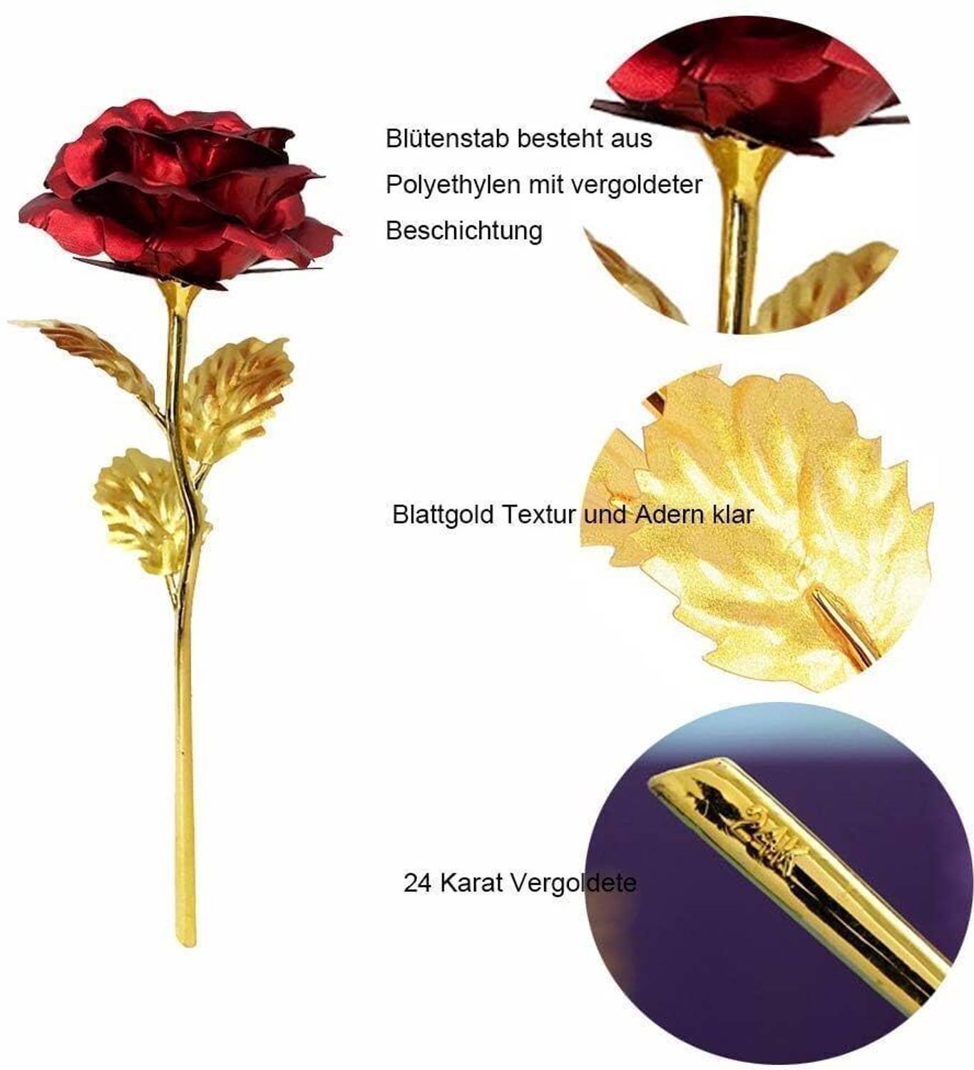 APEROL 24K Gold Plated Red Rose - Image 4