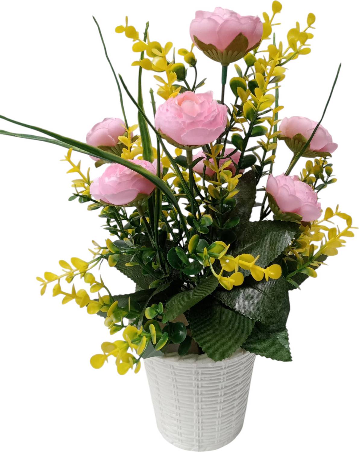 Auspicious Auspicious Pink Rose Artificial Flower with Pot