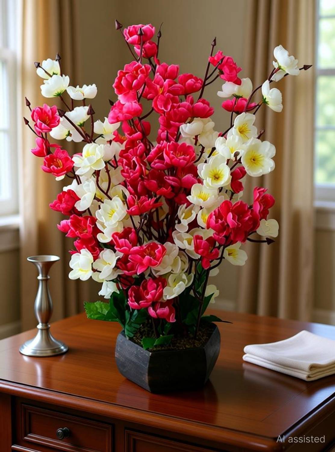 KAYKON Artificial Orchid Blossom Pot Red - Image 1