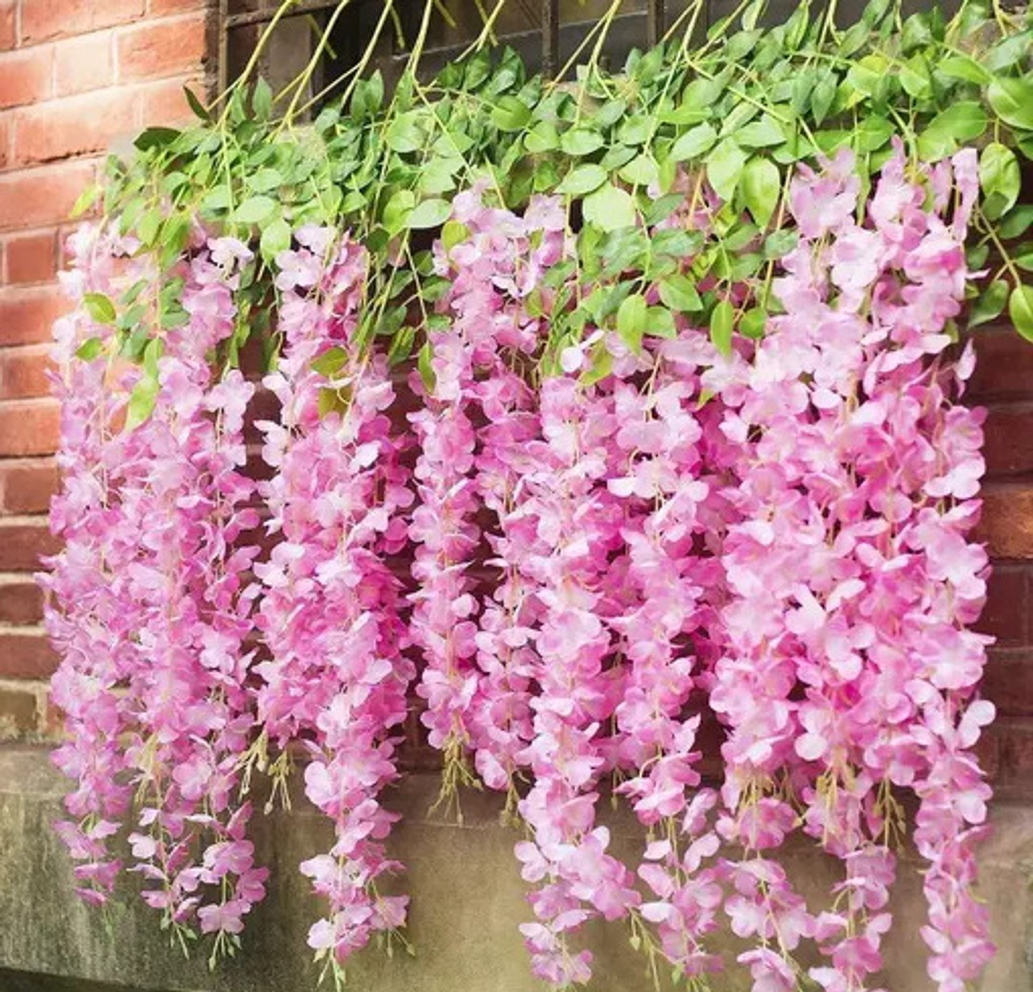Image of ARFlowers Pink Westeria Artificial Flower (20 cm, Pack of 12, Vine & Creepers)