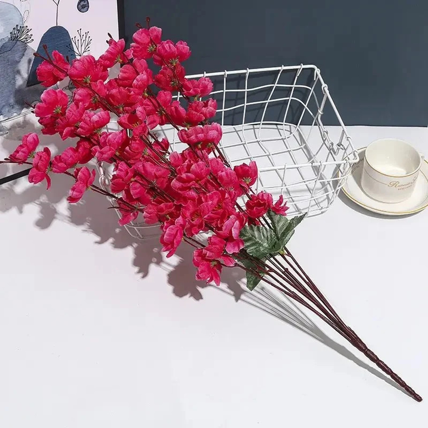 Image of well art gallery Artificial Blossom Flower Multicolor Decorative Floral Bunch for Home & Events Multicolor Peach Blossom Artificial Flower