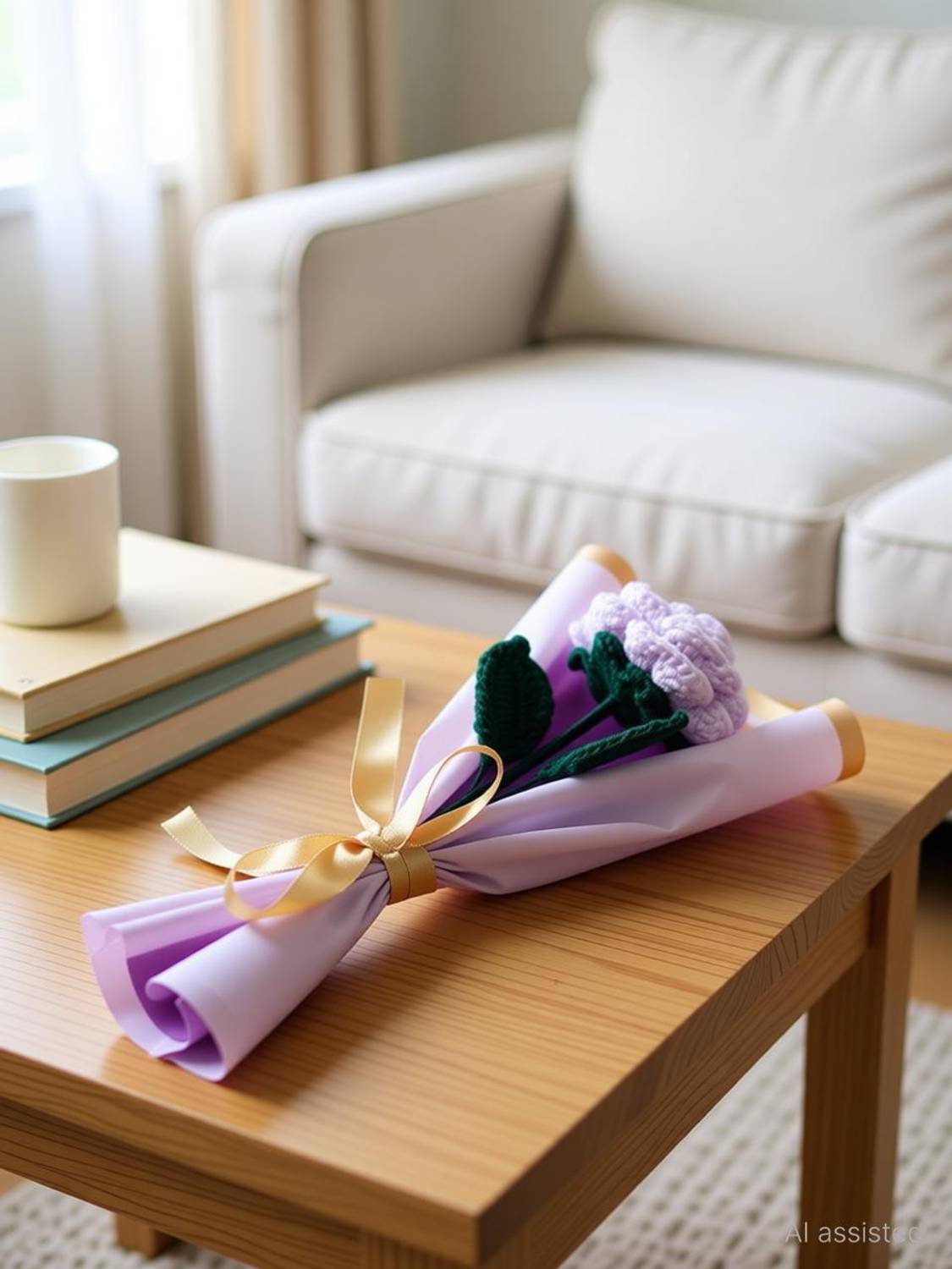 byyournaaz purple rose single- bouquet, artificial flowers, Crochet Purple Rose, Lily Artificial Flower