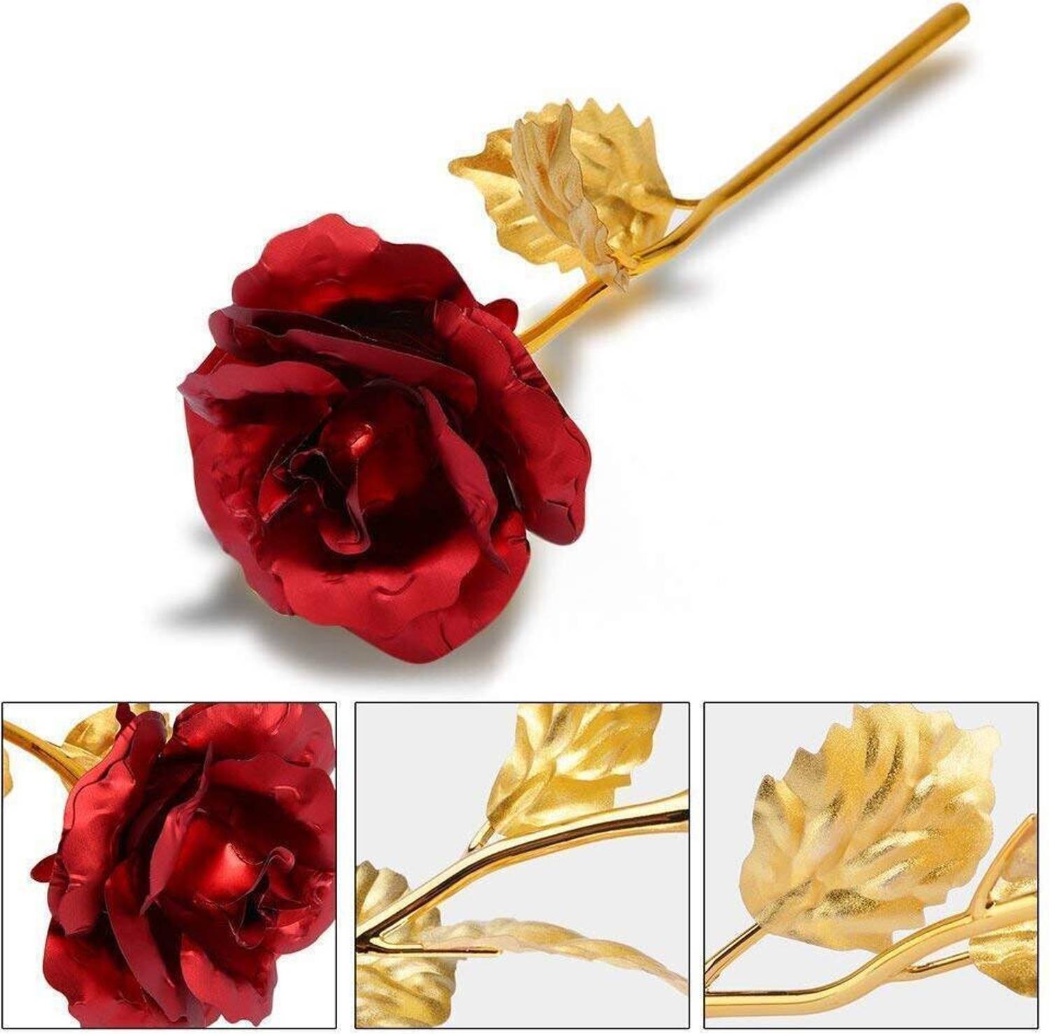 Menka Pratham Creation Artificial Golden Red Rose Gift Set With Box & Carry Bag Red, Gold Rose Artificial Flower