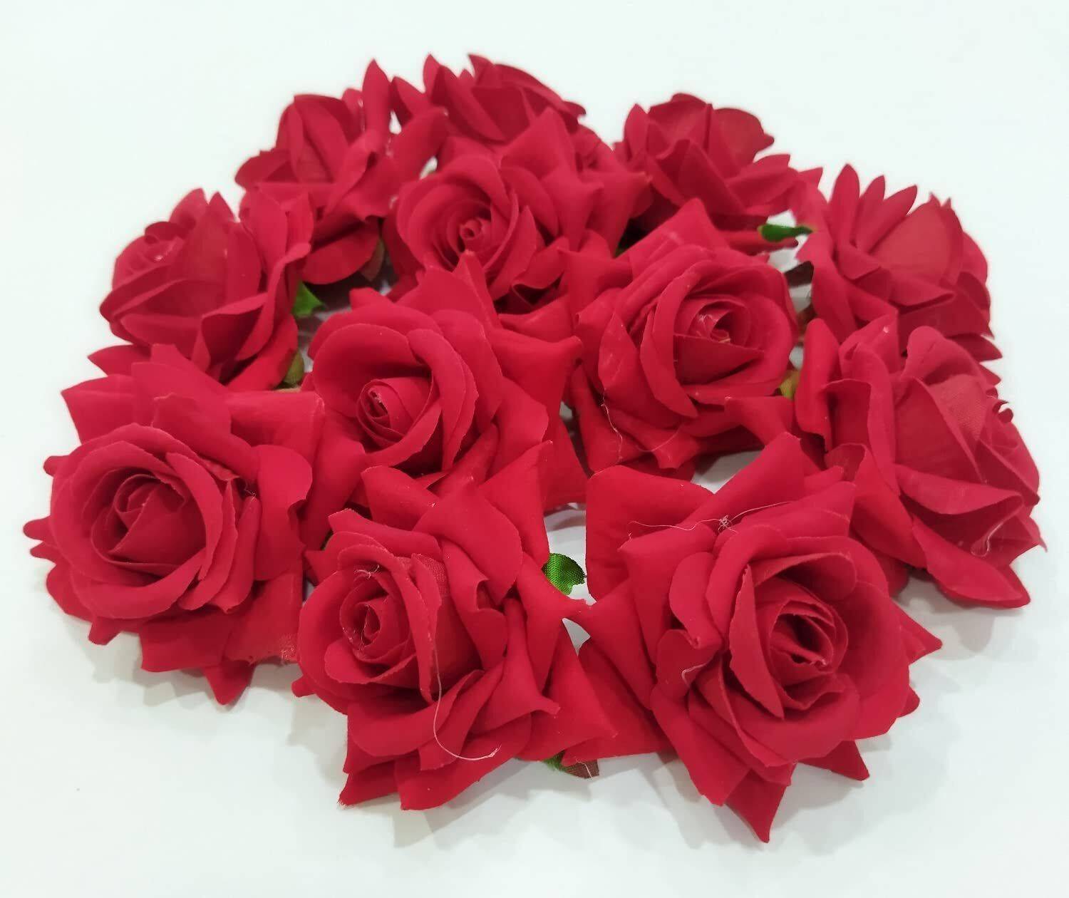 Bloomverra Artificial Velvet Rose Flower for Home Décor, Bedroom, Diwali Decoration Red Rose Artificial Flower