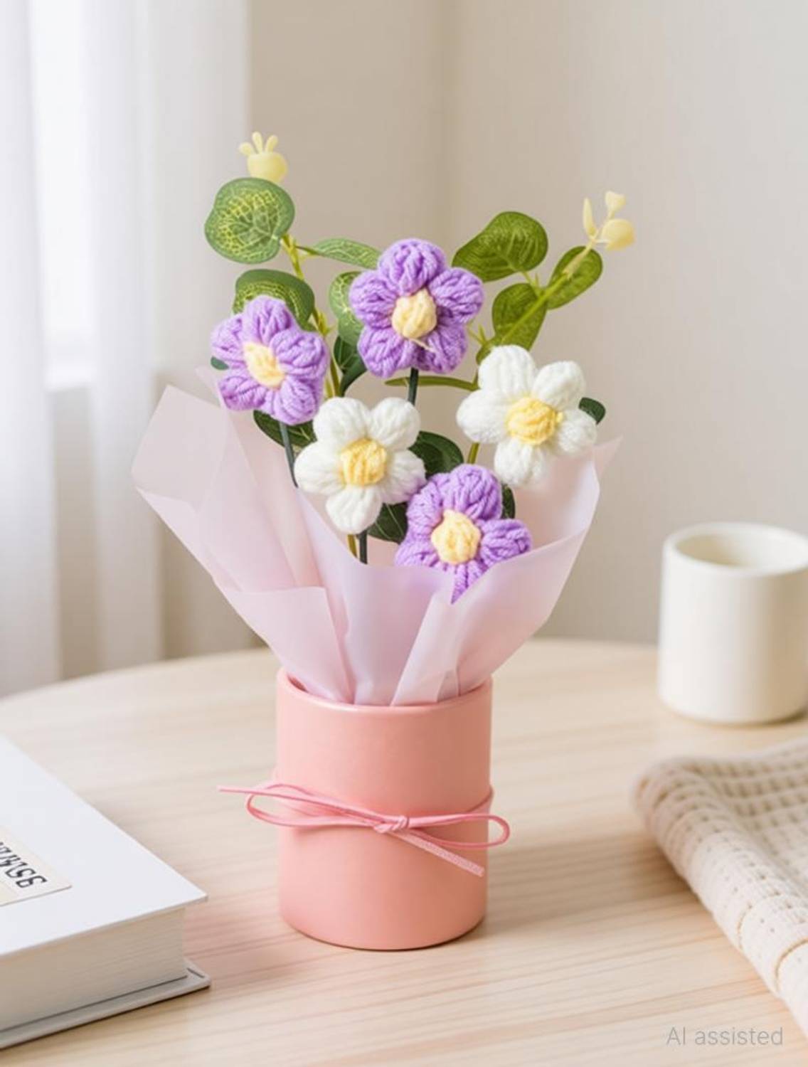 may flowers様 リクエスト 3点 まとめ商品 Satyam Kraft 1 Pcs Artificial Daisy Crochet Flower Bouquet with