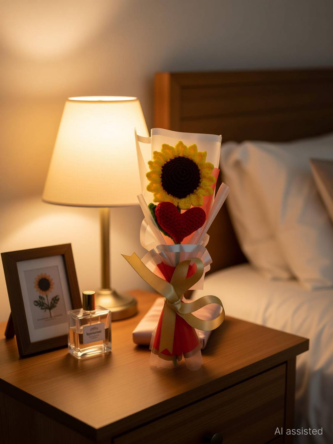 byyournaaz sunflower bouquet, crochet flower bouquet. Yellow Sunflower Artificial Flower