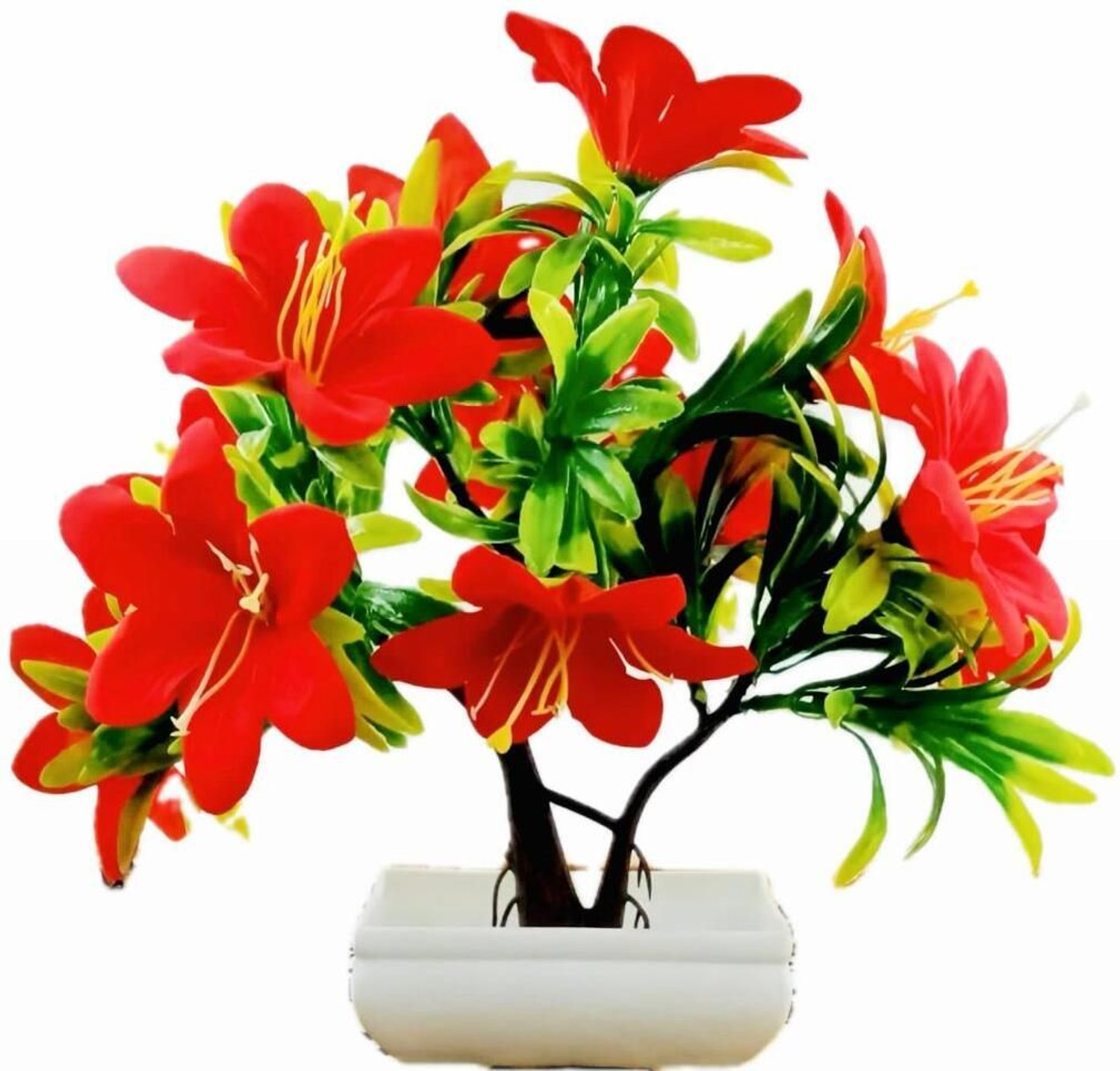 Image of GudiyaEnt Artificial Lily Flower With Tub Pot (Pack of 1 ) Red Lily Artificial Flower with Pot
