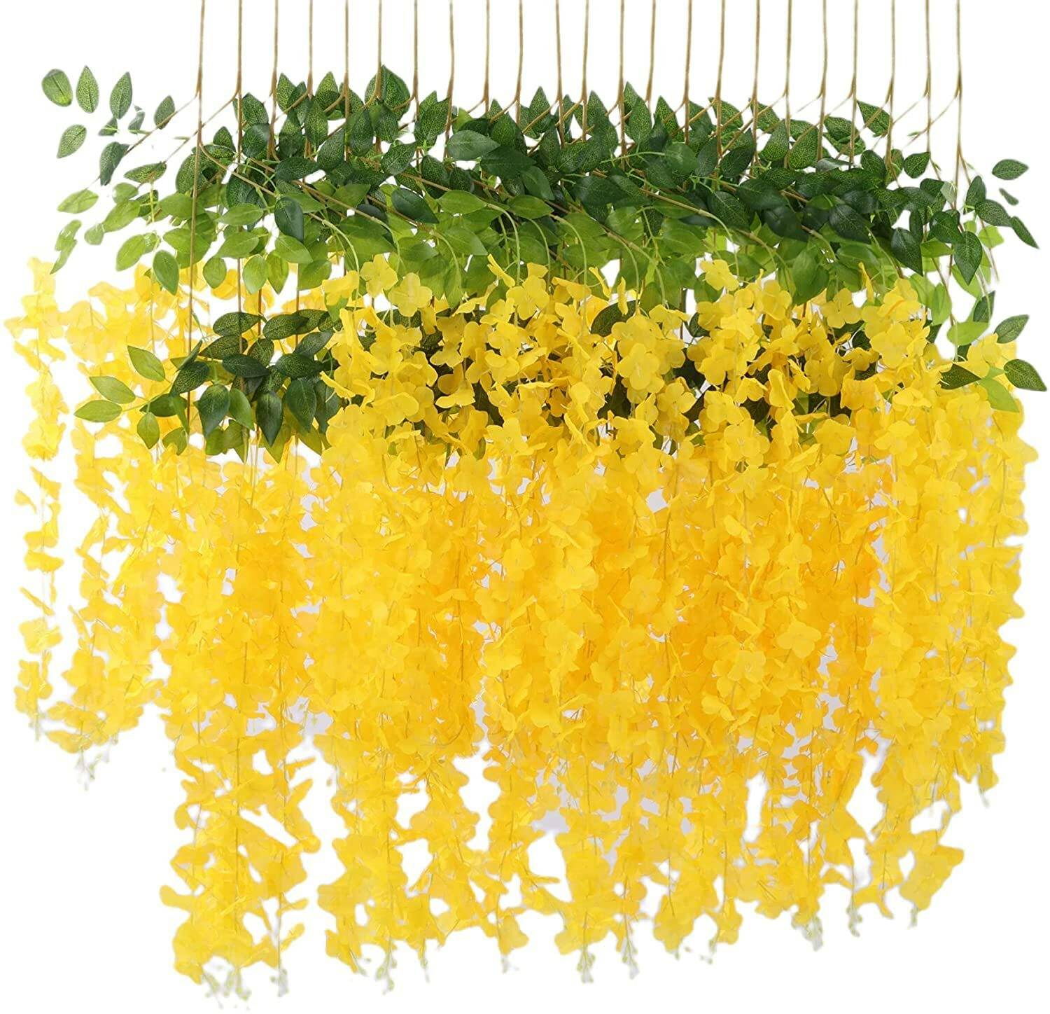 well art gallery Yellow, Green Westeria Artificial Flower (43.2 i