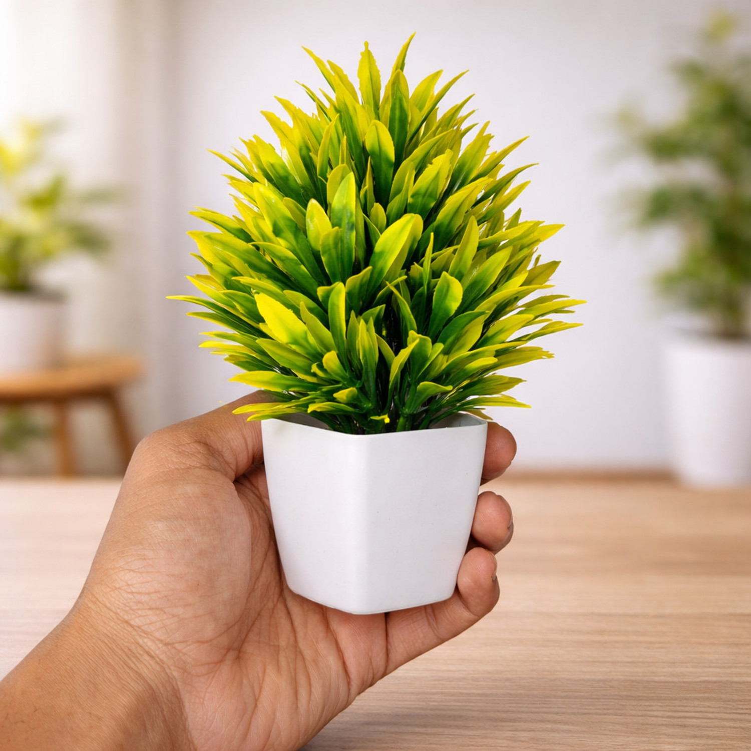 Image of Ukv collection premium quality artificial flowers for decoration Beige Wild Flower Artificial Flower with Pot