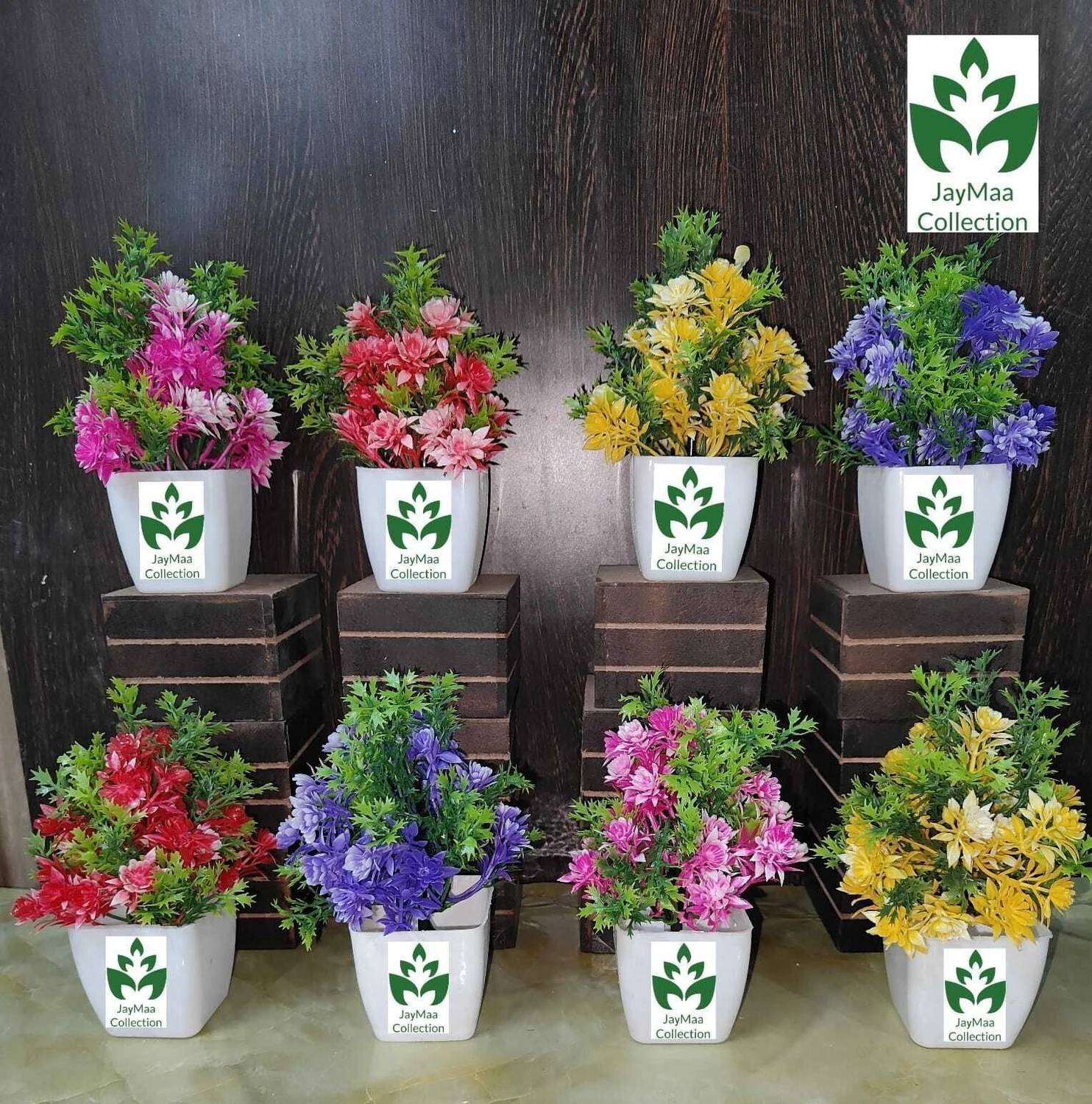 Jaymaa Collection Artificial Flower Multicolor With Pot For Home
