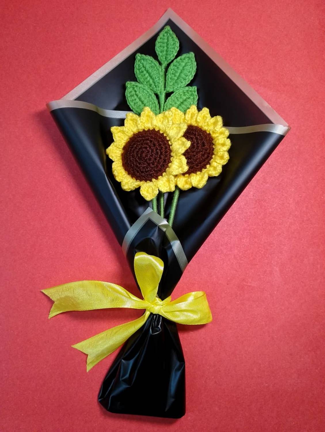 byyournaaz Sunflower bouquet, artificial flowers, Crochet Yellow Sunflower Artificial Flower