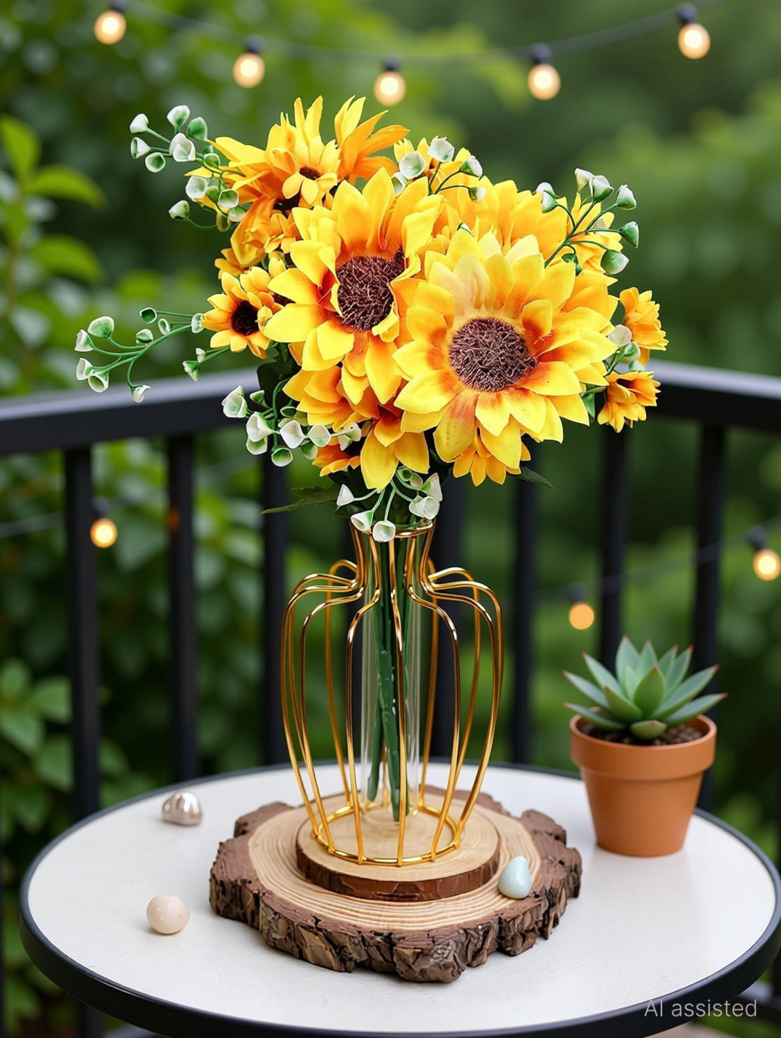 Image of Satyam Kraft 1 Pc Sunflowers Stick for Home Decor, Room, Balcony Decoration Item Yellow Sunflower Artificial Flower
