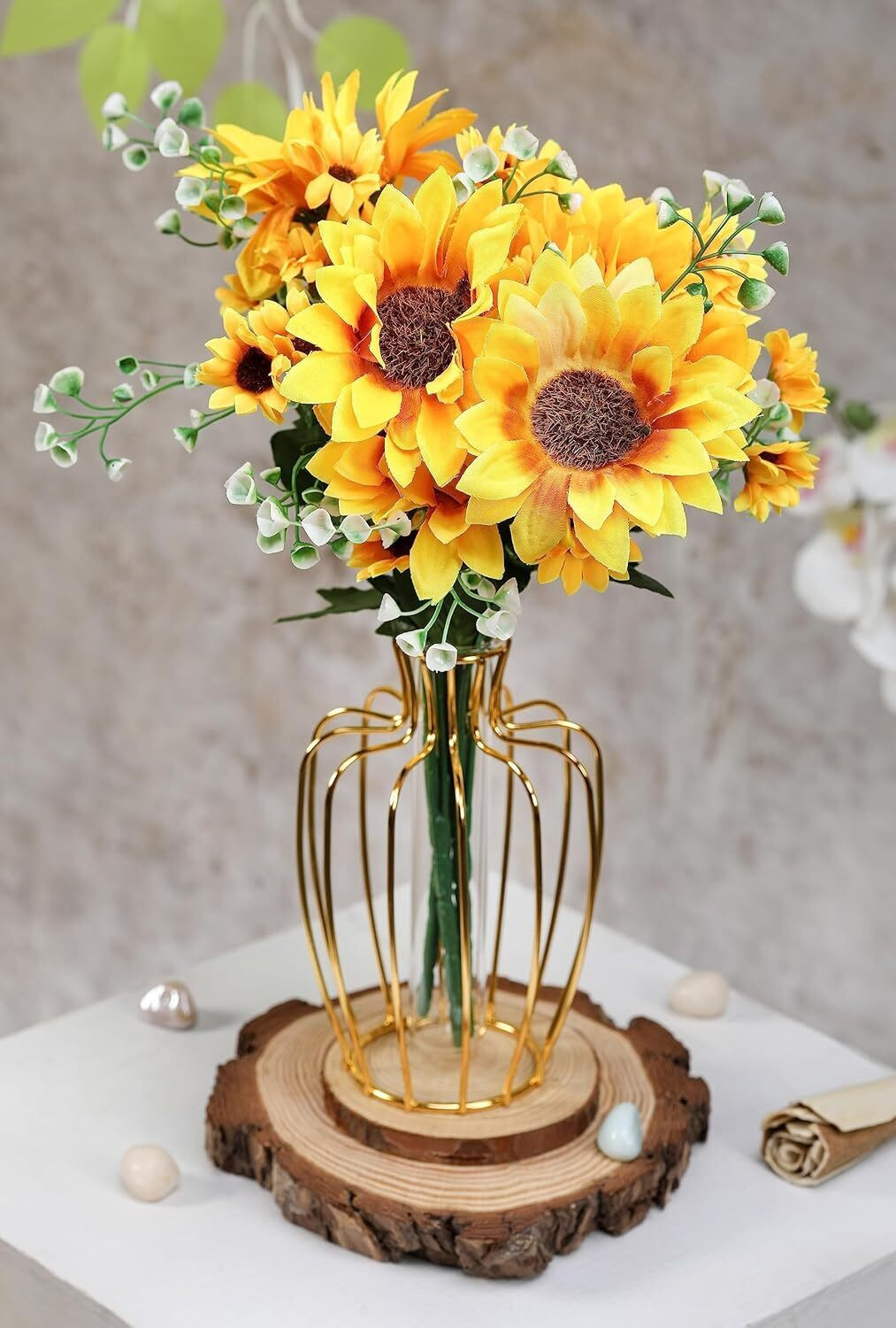 Image of Satyam Kraft 1 Pc Sunflowers Stick for Home Decor, Room, Balcony Decoration Item Yellow Sunflower Artificial Flower