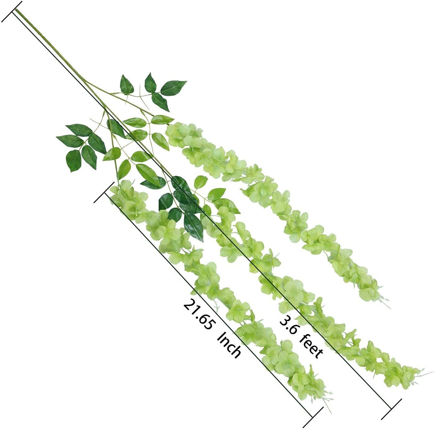 Image of Tia Crafts Polyester Artificial Hanging Flowers For Ceiling Balcony || Green Westeria Artificial Flower with Pot