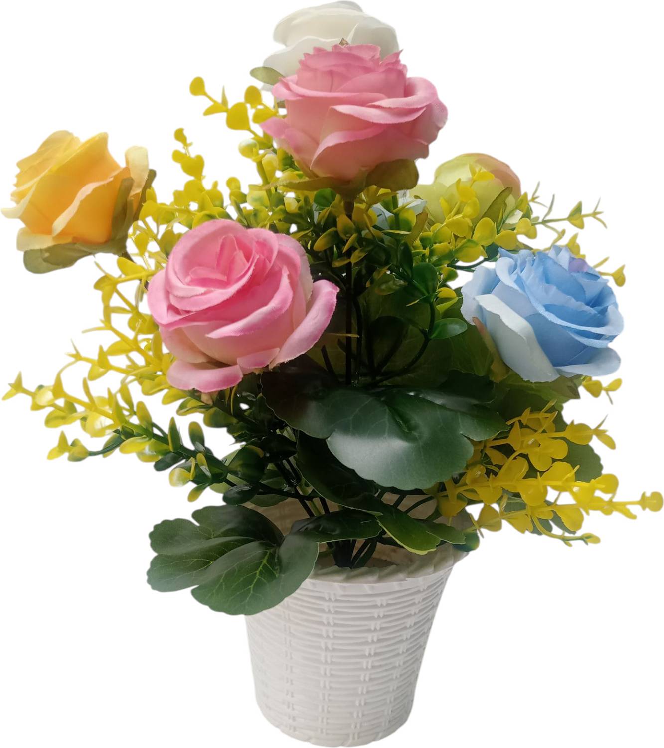 Auspicious Auspicious Multicolor Rose Artificial Flower with Pot