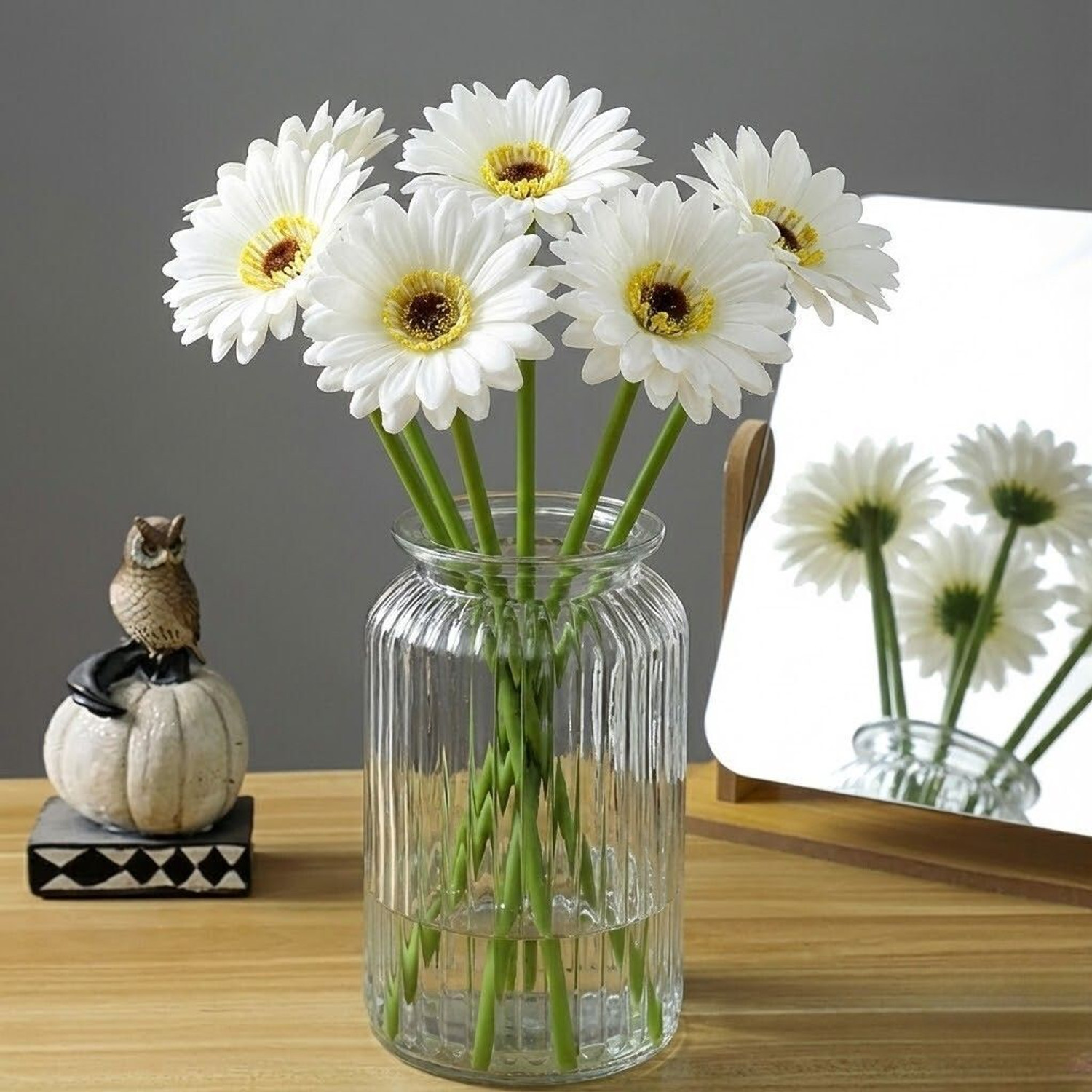 Image of VENSA KINS Artificial Gerbera Flower Bunch White Gerbera Artificial Flower