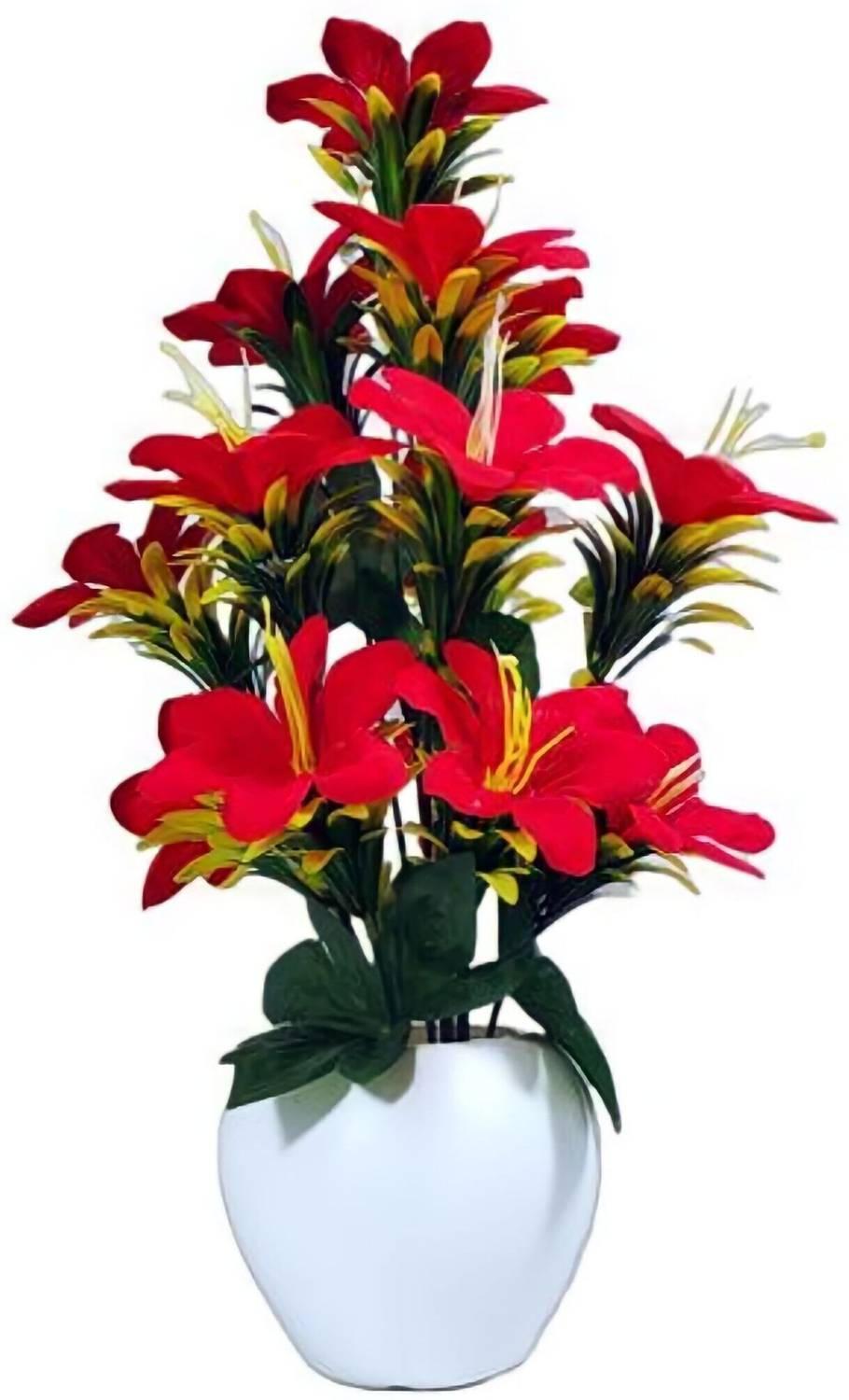 sunever Red Lily Bonsai Wild Artifificial Flower Plant for Home D