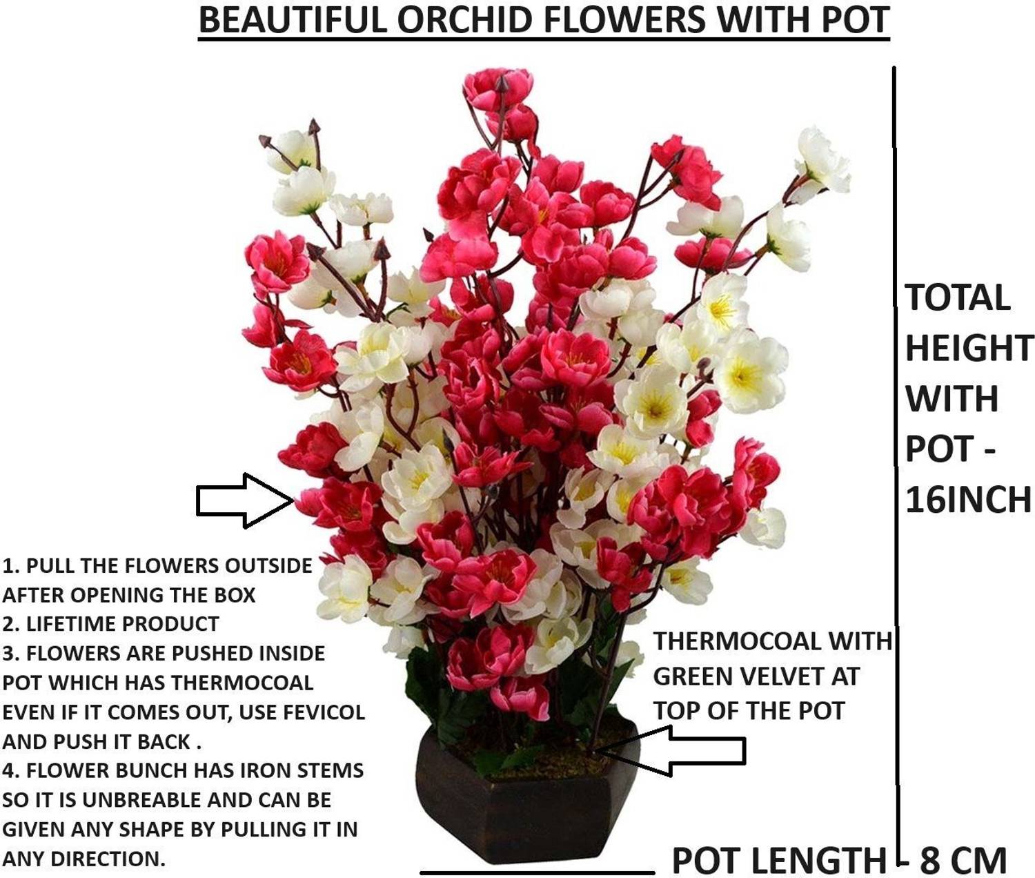 KAYKON Artificial Orchid Blossom Pot Red - Image 5