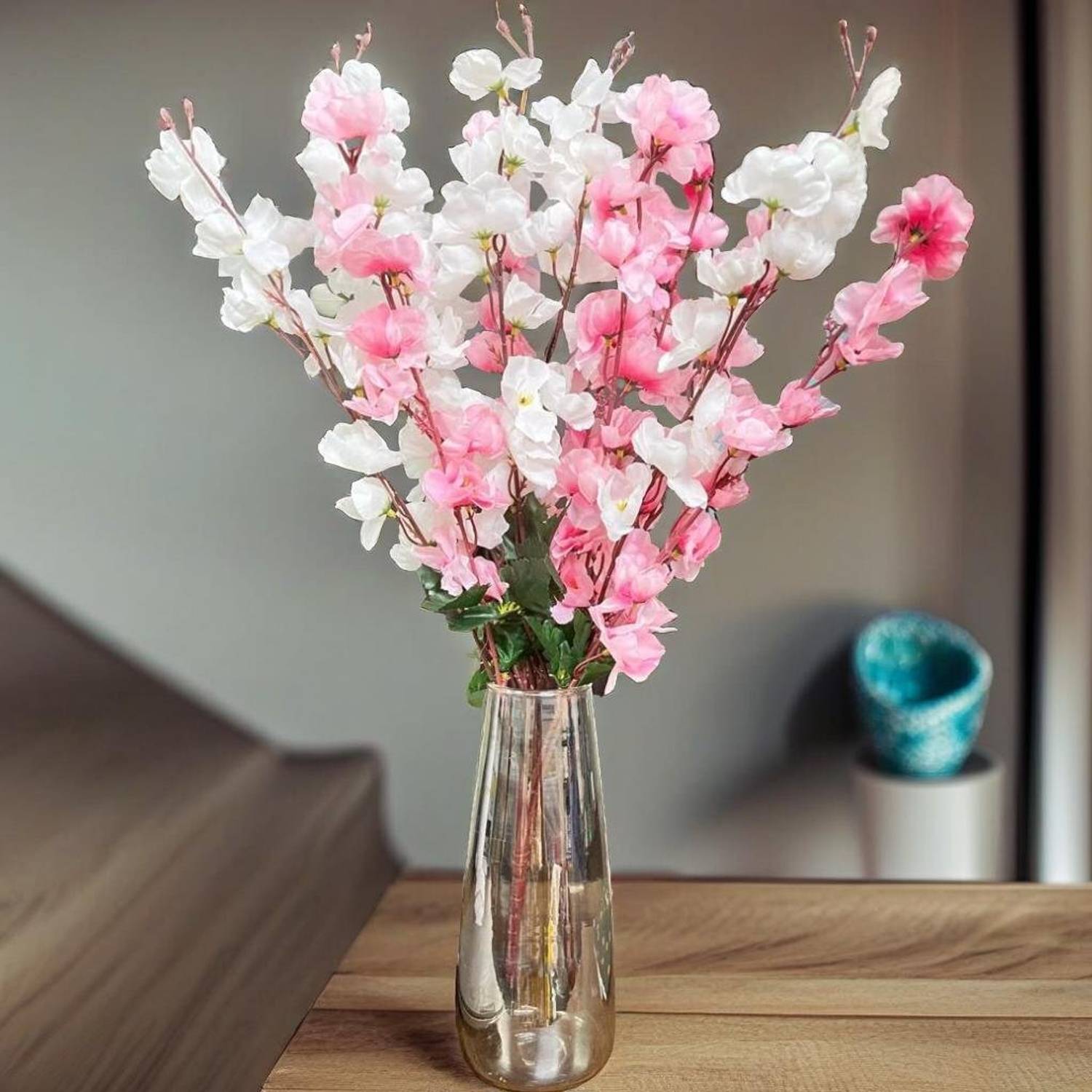 Akaar Pink & White Bunch Multicolor Cherry Blossom Artificial Flo