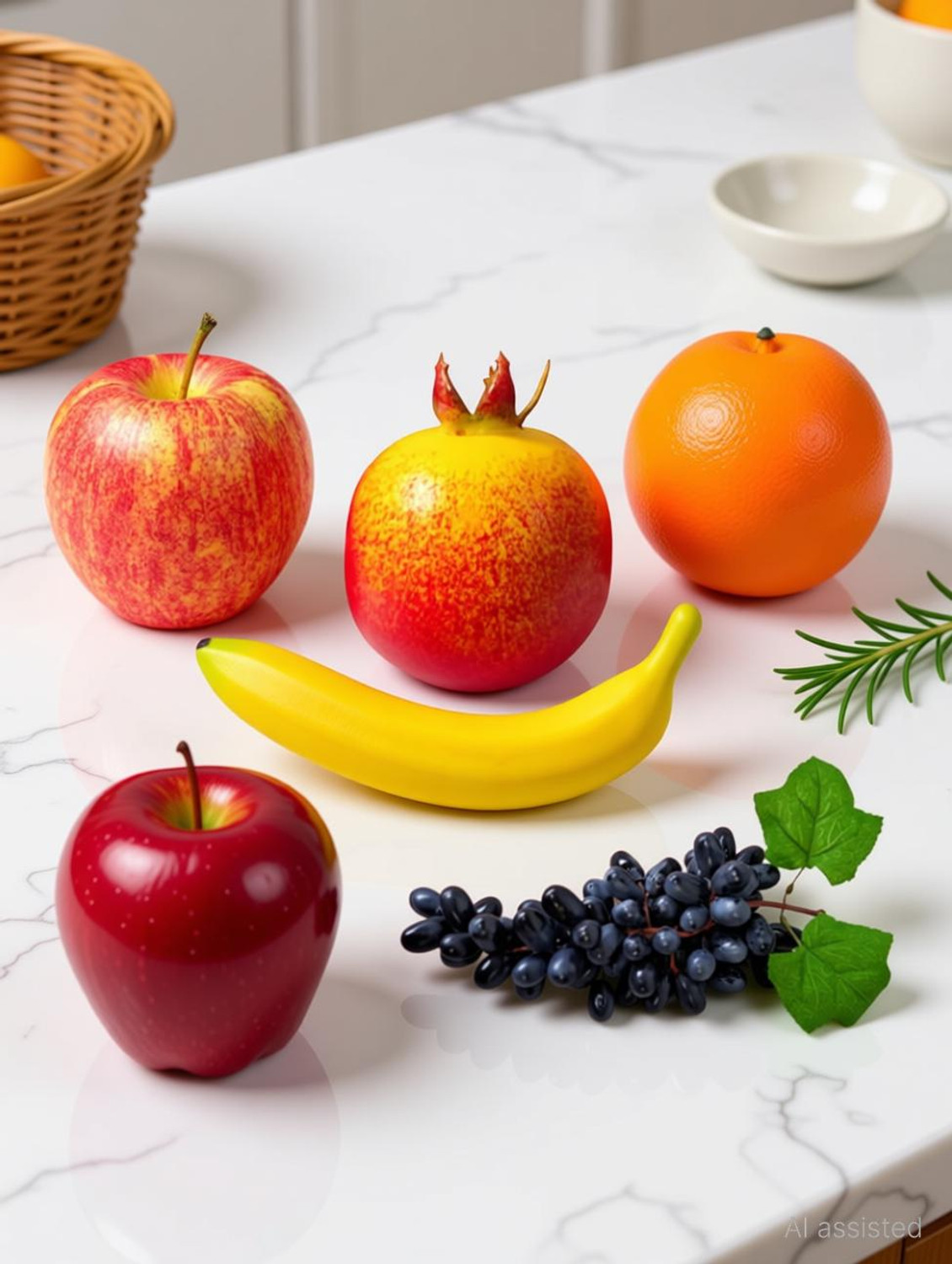 Image of CLOUDEX Artificial Fruits Combo for Fruits Decoration (Pack of 6) Mixed Fruits & grapes Artificial Fruit