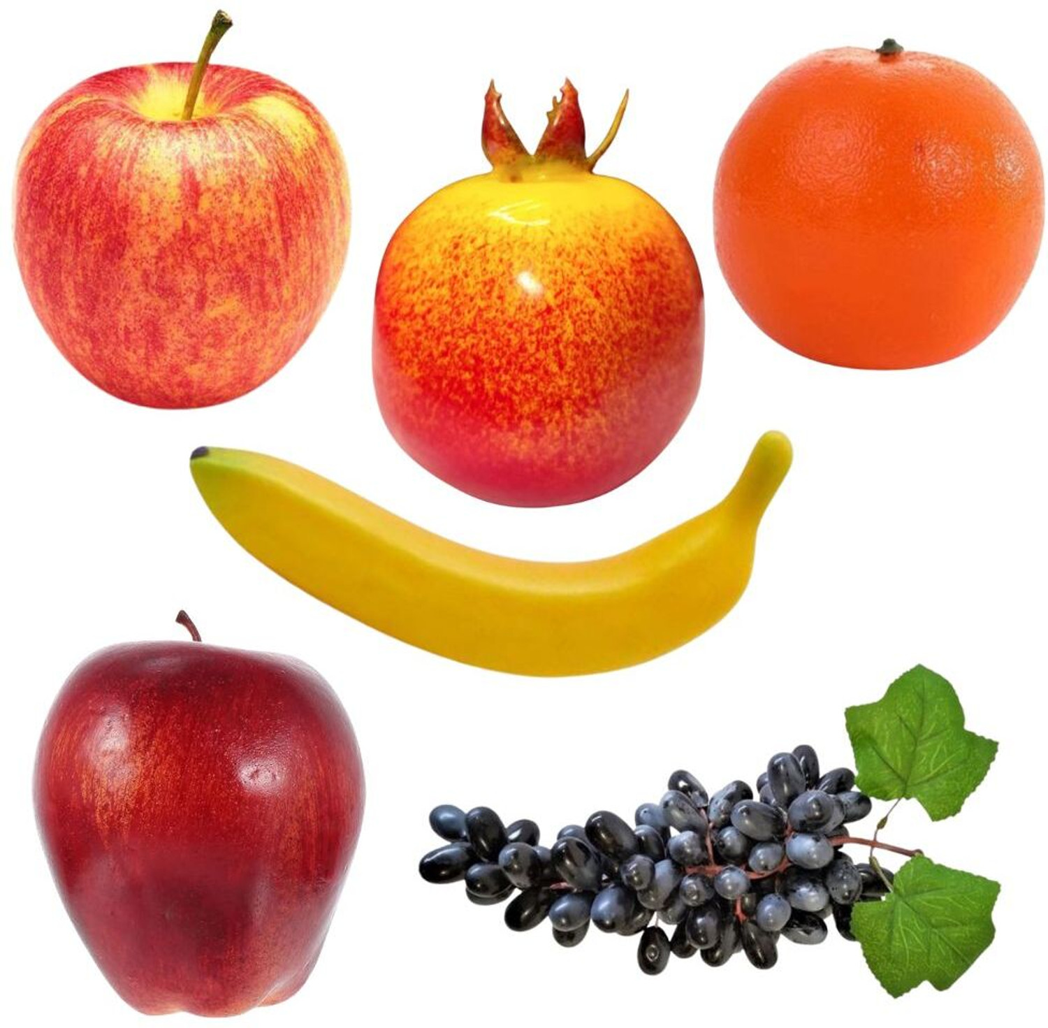 Image of CLOUDEX Artificial Fruits Combo for Fruits Decoration (Pack of 6) Mixed Fruits & grapes Artificial Fruit